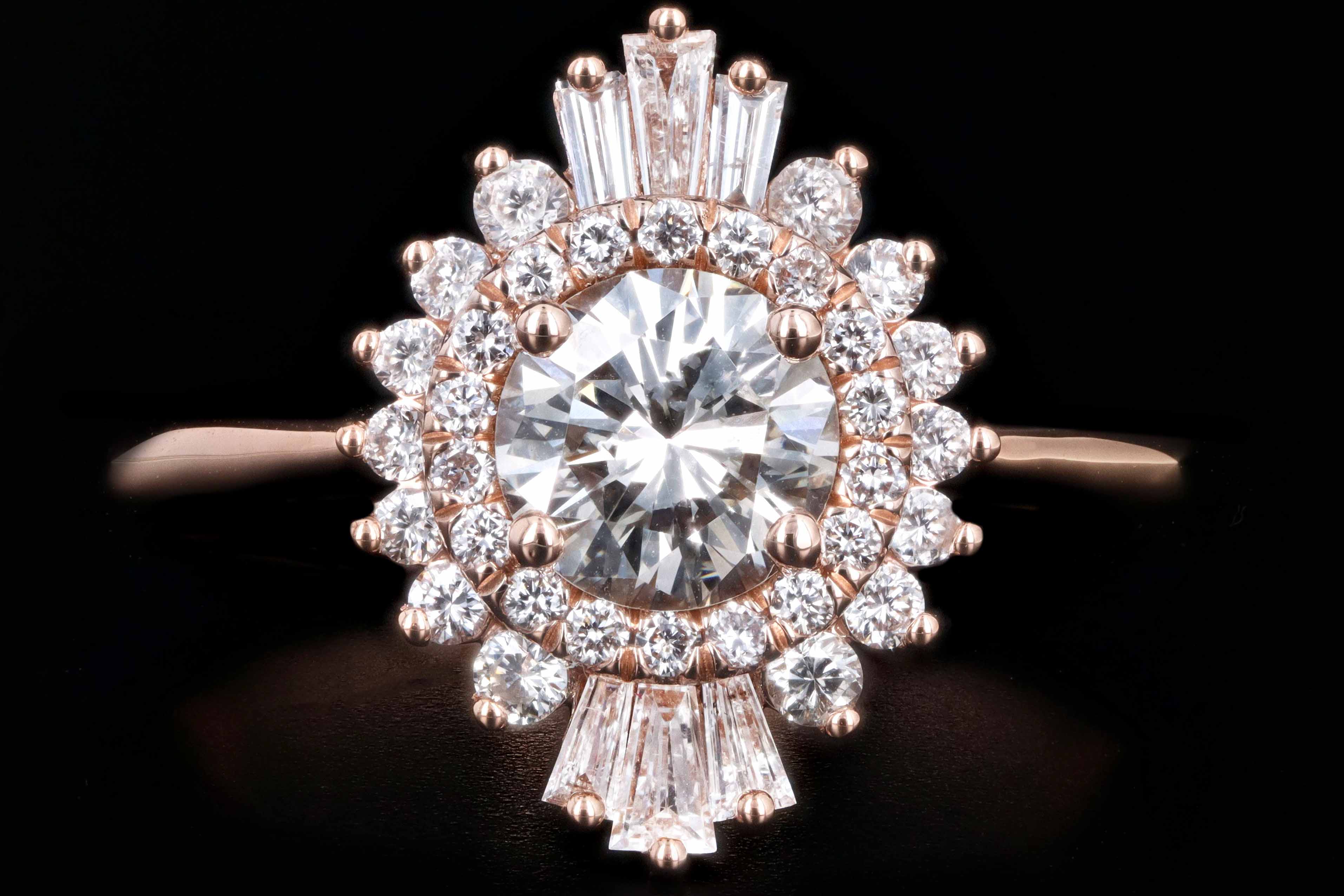 New 14K Rose Gold .69 Carat Round Brilliant Cut Diamond Engagement Ring - Queen May