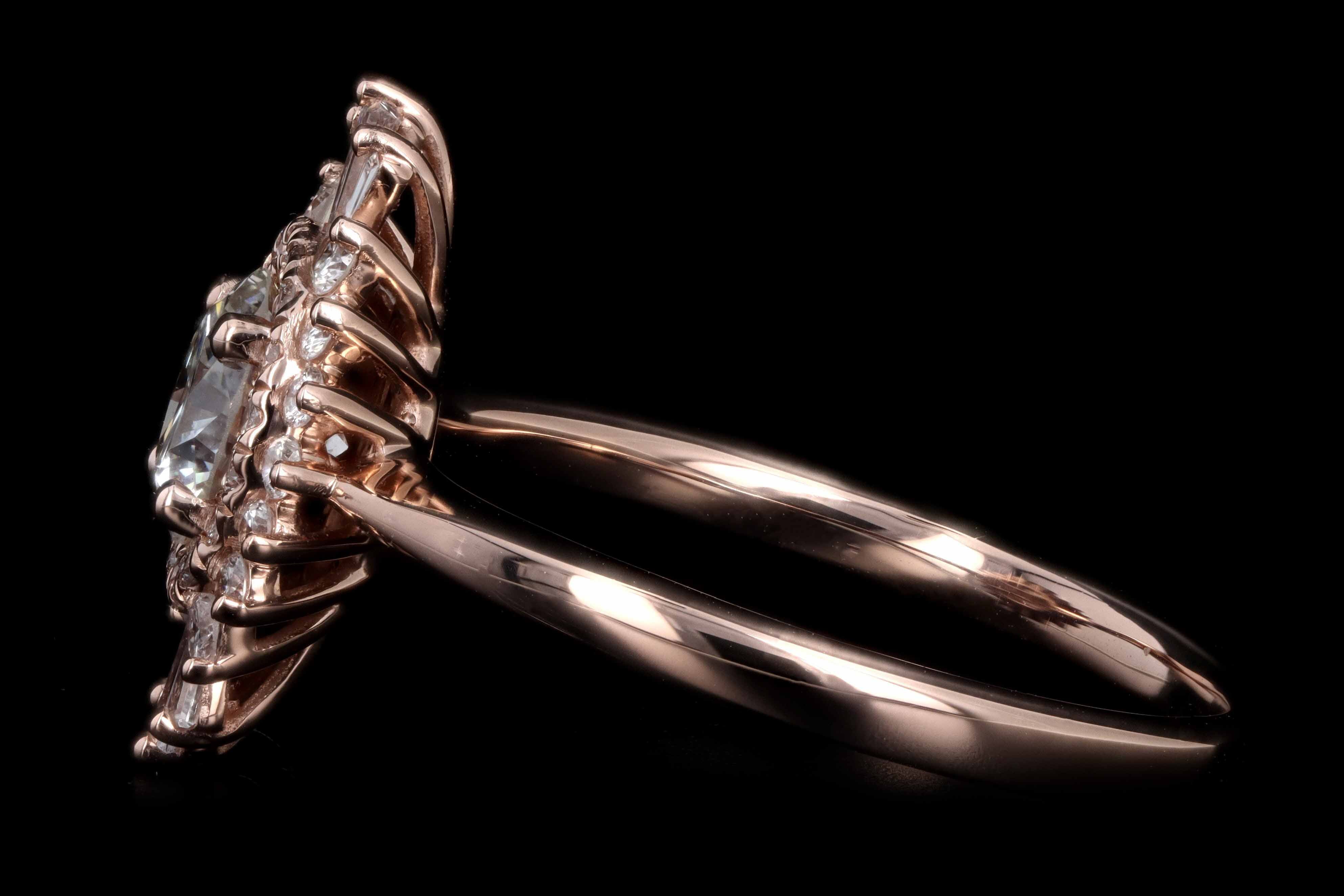 New 14K Rose Gold .69 Carat Round Brilliant Cut Diamond Engagement Ring - Queen May