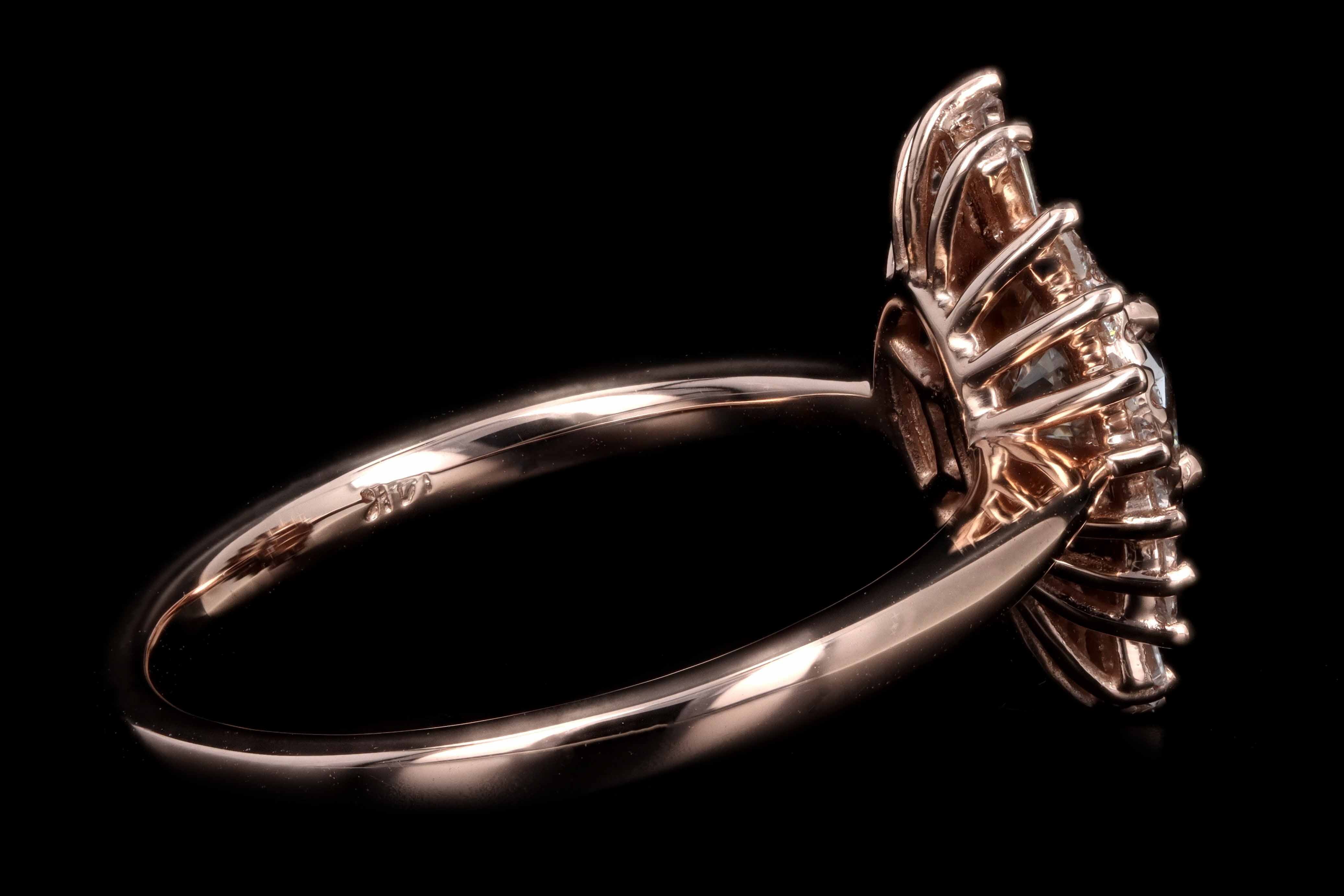 New 14K Rose Gold .69 Carat Round Brilliant Cut Diamond Engagement Ring - Queen May