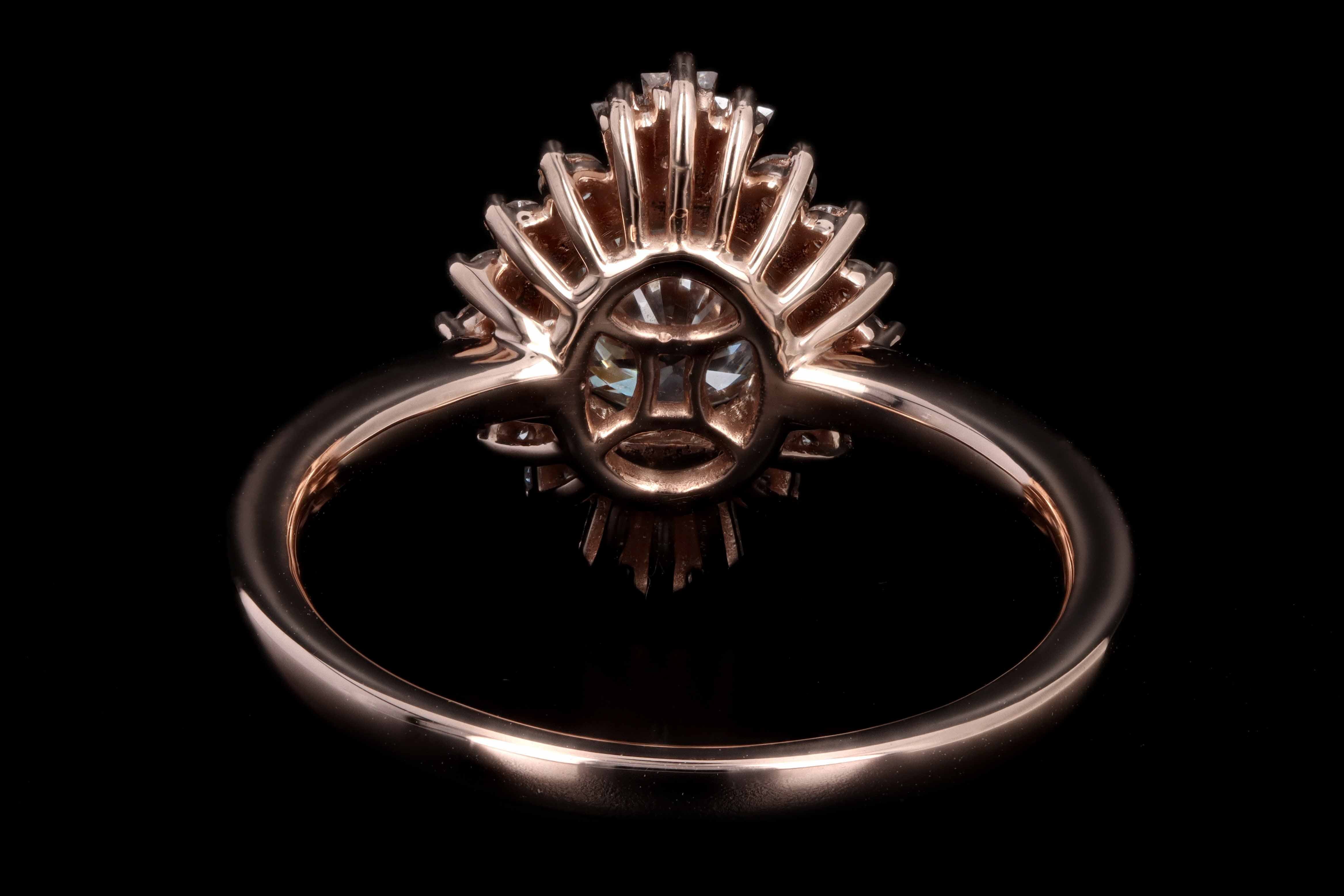 New 14K Rose Gold .69 Carat Round Brilliant Cut Diamond Engagement Ring - Queen May