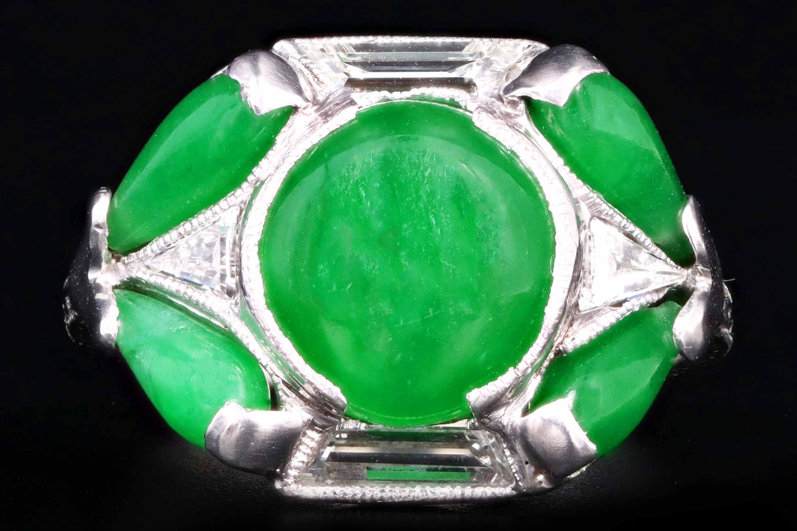 Marsh & Co. Art Deco Platinum Jadeite And Diamond Ring - Queen May