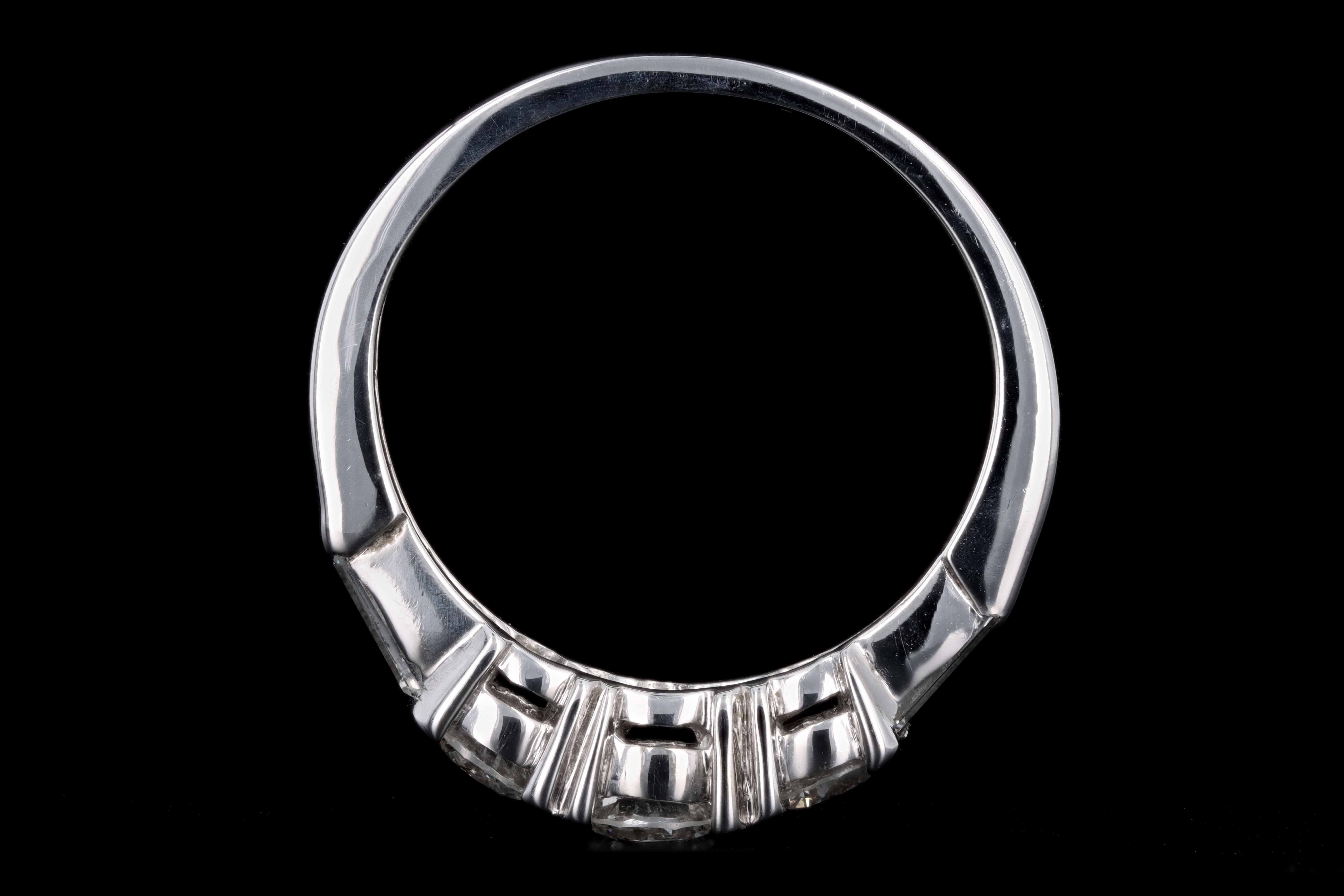14K White Gold .75 CTW Round Brilliant and Tapered Baguette Cut Diamond Ring - Queen May