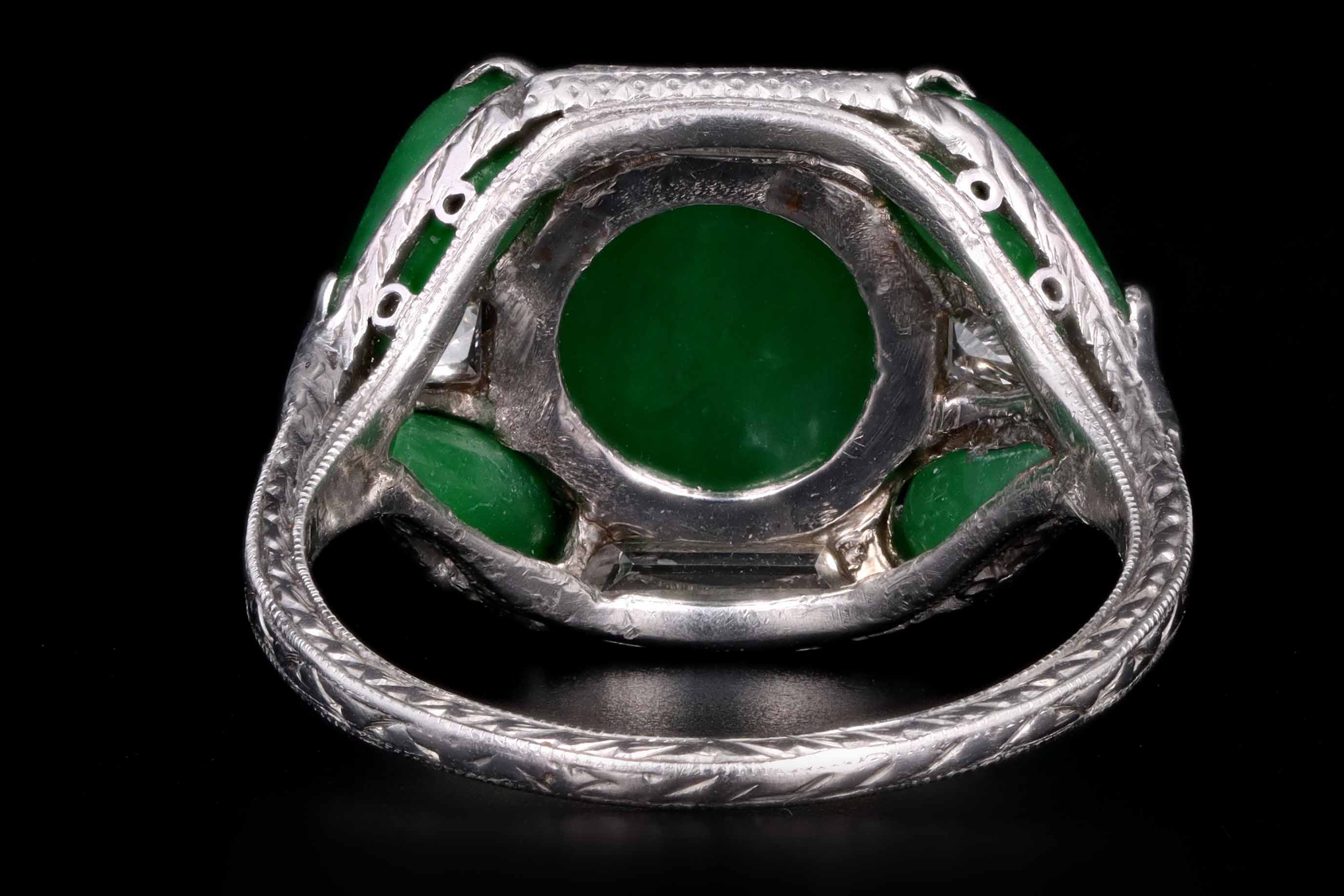 Marsh & Co. Art Deco Platinum Jadeite And Diamond Ring - Queen May