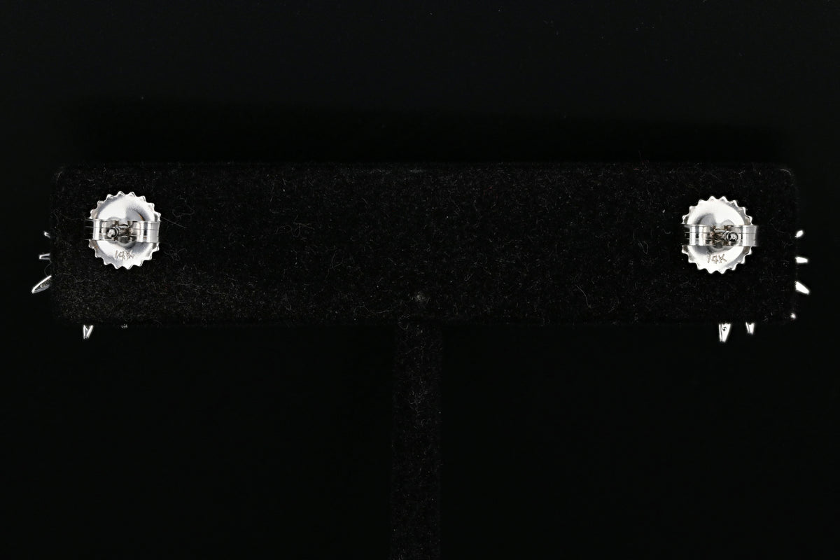 14K White Gold Diamond Sunburst Earrings - Queen May