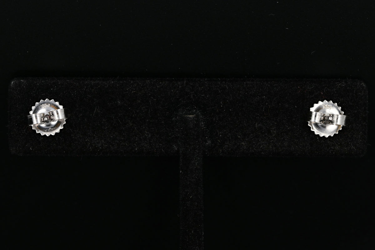 14K White Gold Round Diamond Cluster Earrings - Queen May