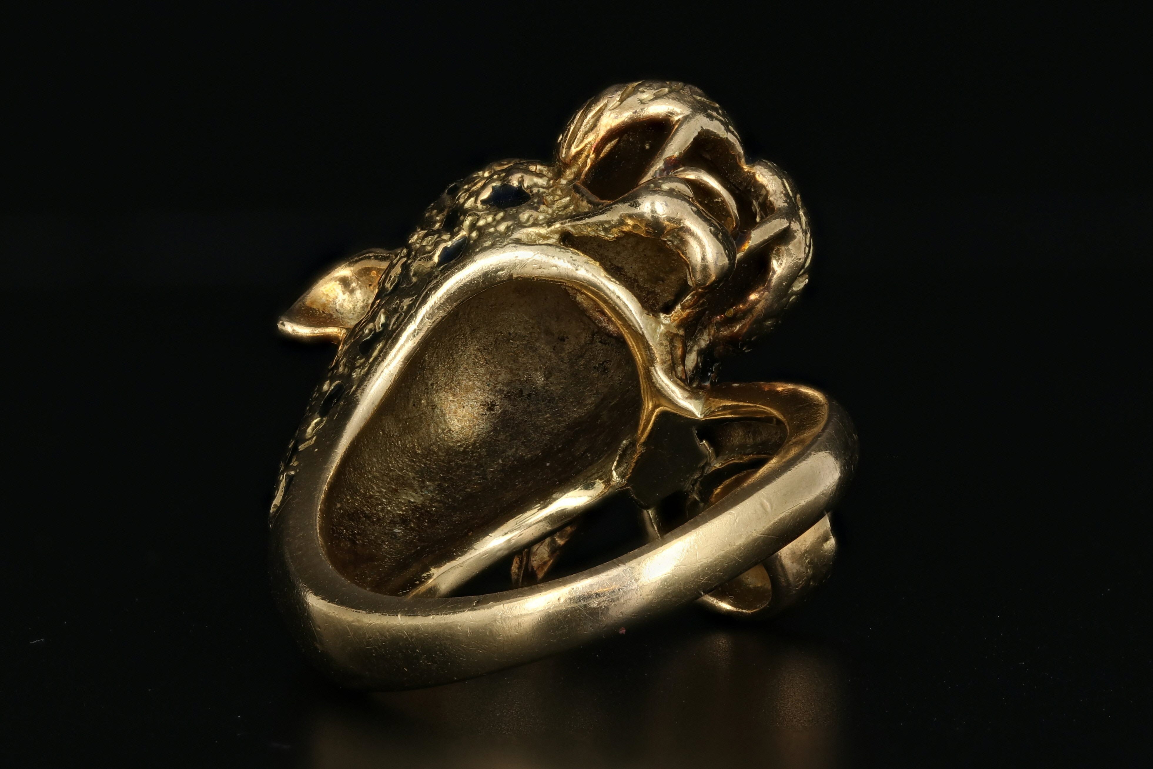 18K Yellow Gold Enamel Leopard Ring - Queen May