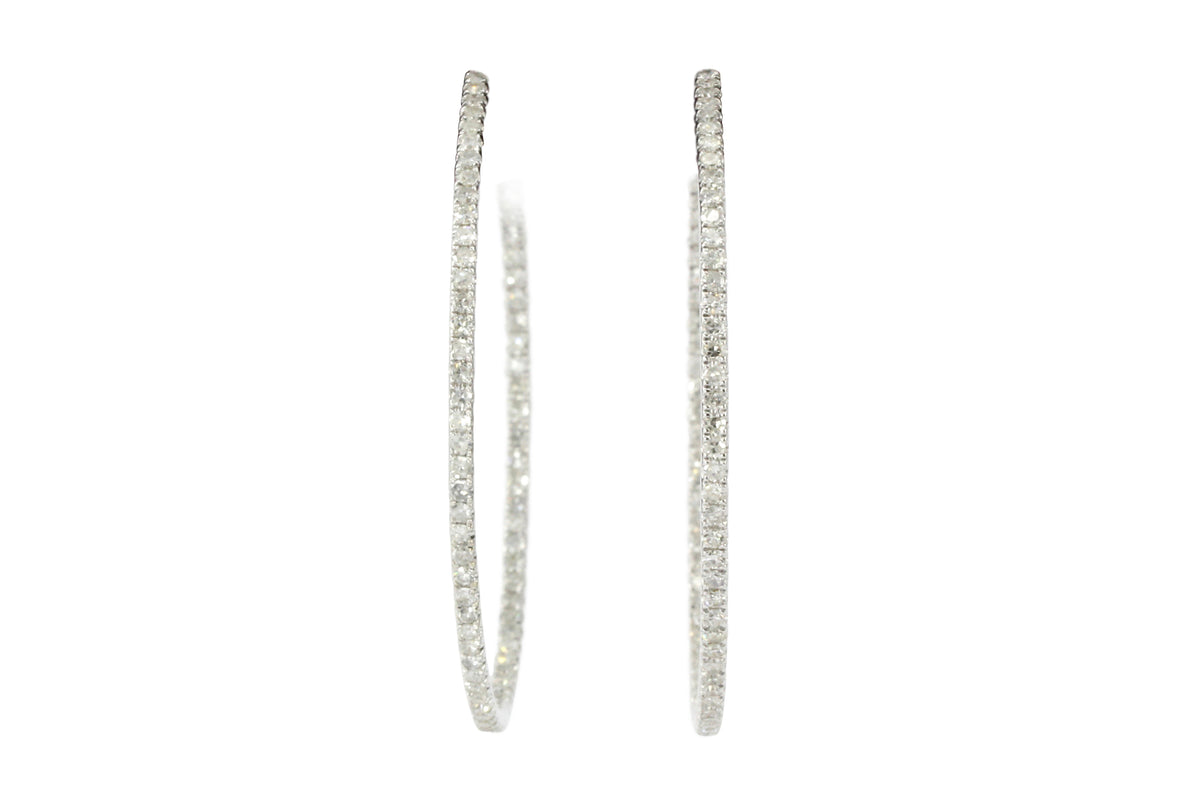 14K White Gold 1.5 CTW Diamond In And Out Hoop Earrings - Queen May
