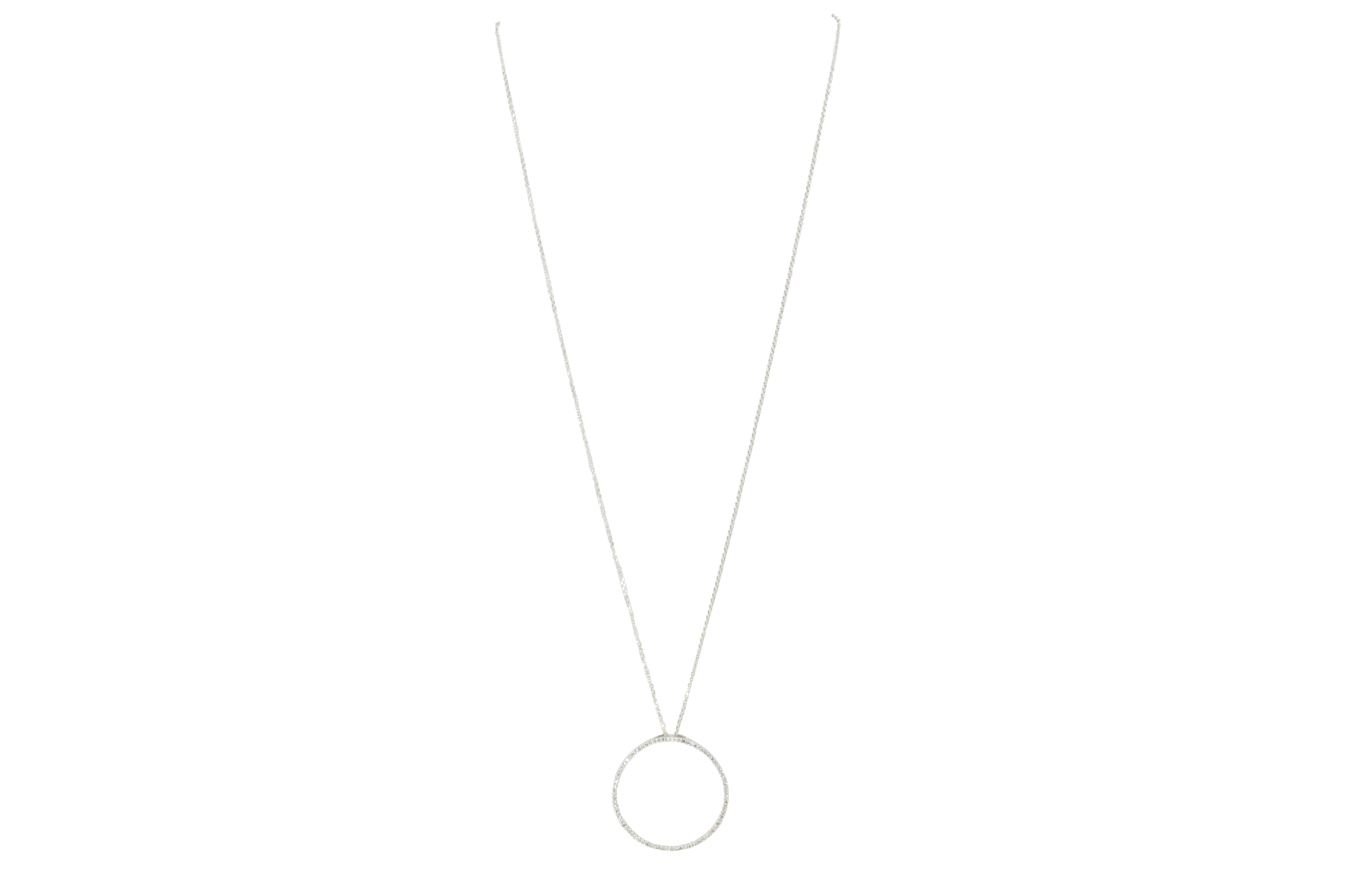 14K White Gold .25 CTW Diamond Circle Pendant Necklace - Queen May