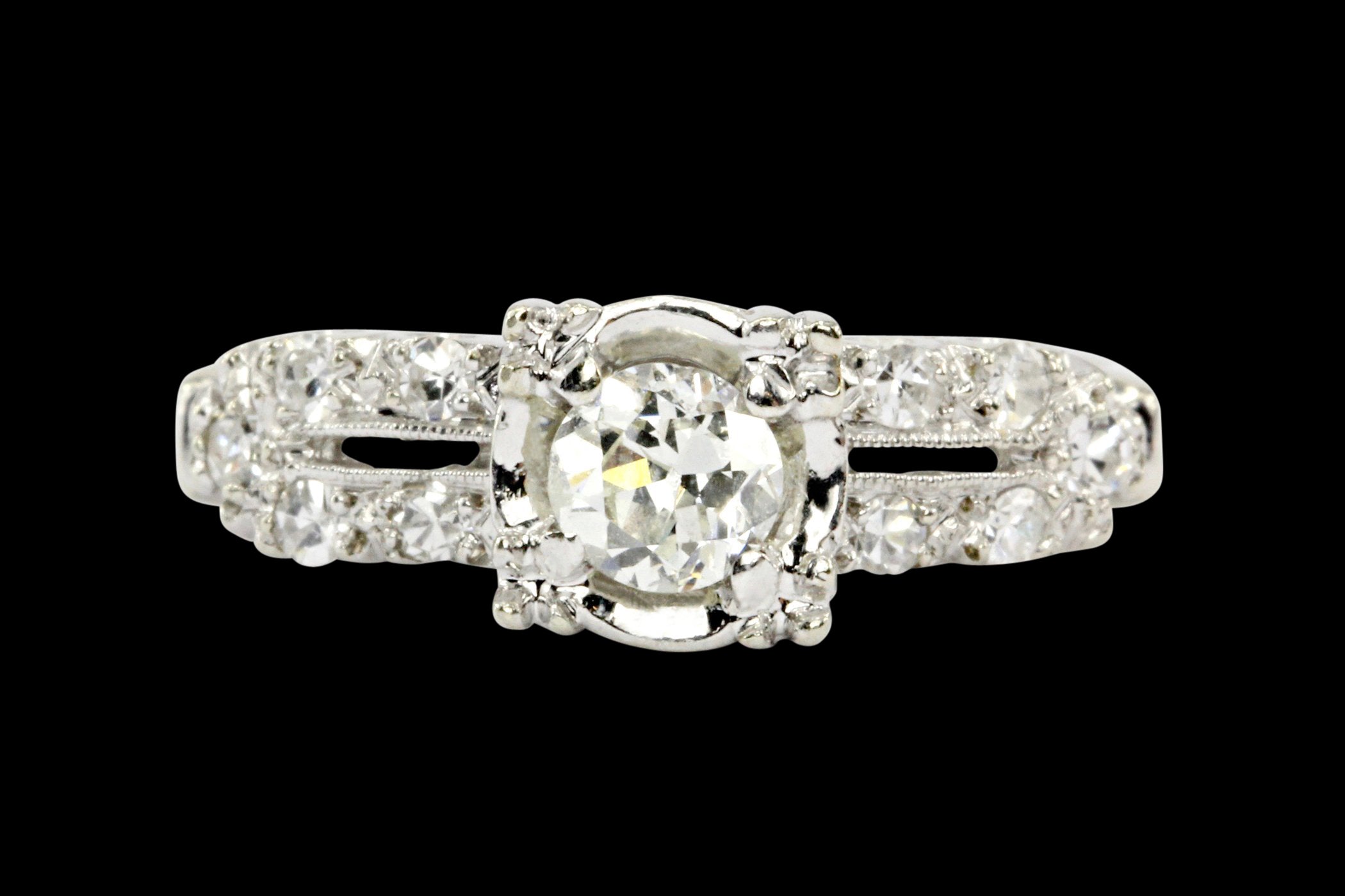 14K White Gold .40CTW Diamond Engagement Ring - Queen May