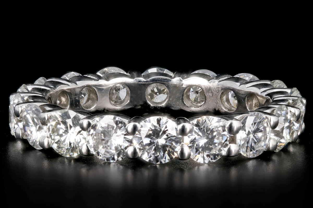 New Platinum 3.21 carat Round Brilliant Cut Diamond Eternity Band - Queen May