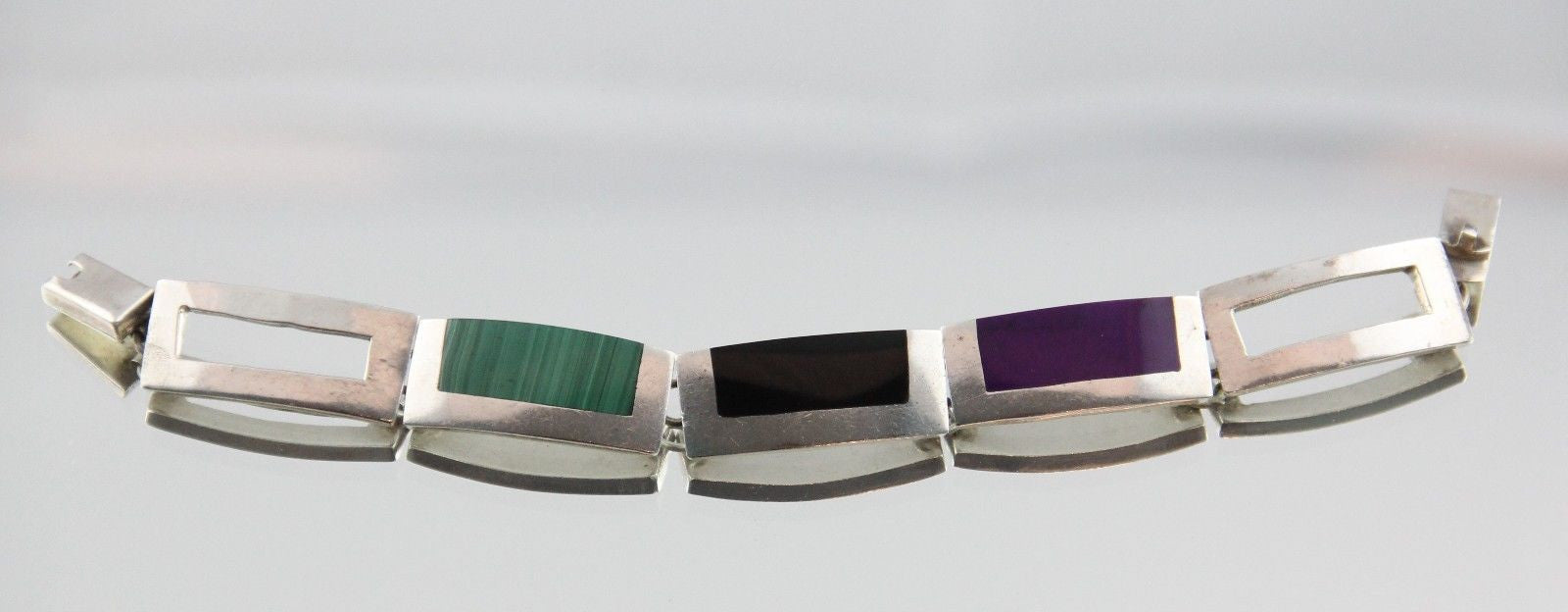 Vintage Sterling Silver Heavy Taxco Mexico Chunky Hand Made Bracelet Signed - Queen May