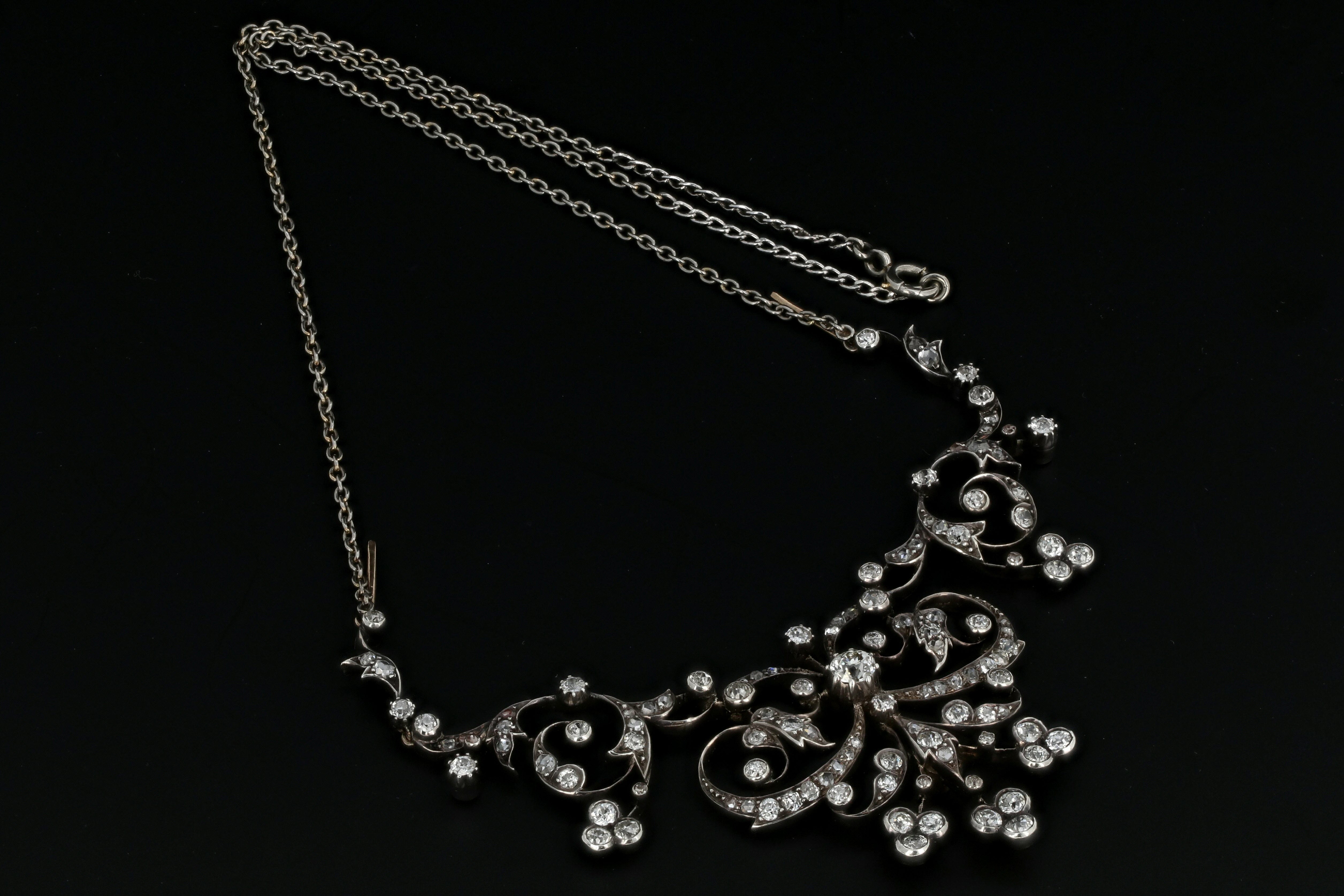 Edwardian Platinum Top 4 Carat Diamond Weight Total Convertible Necklace & Tiara - Queen May