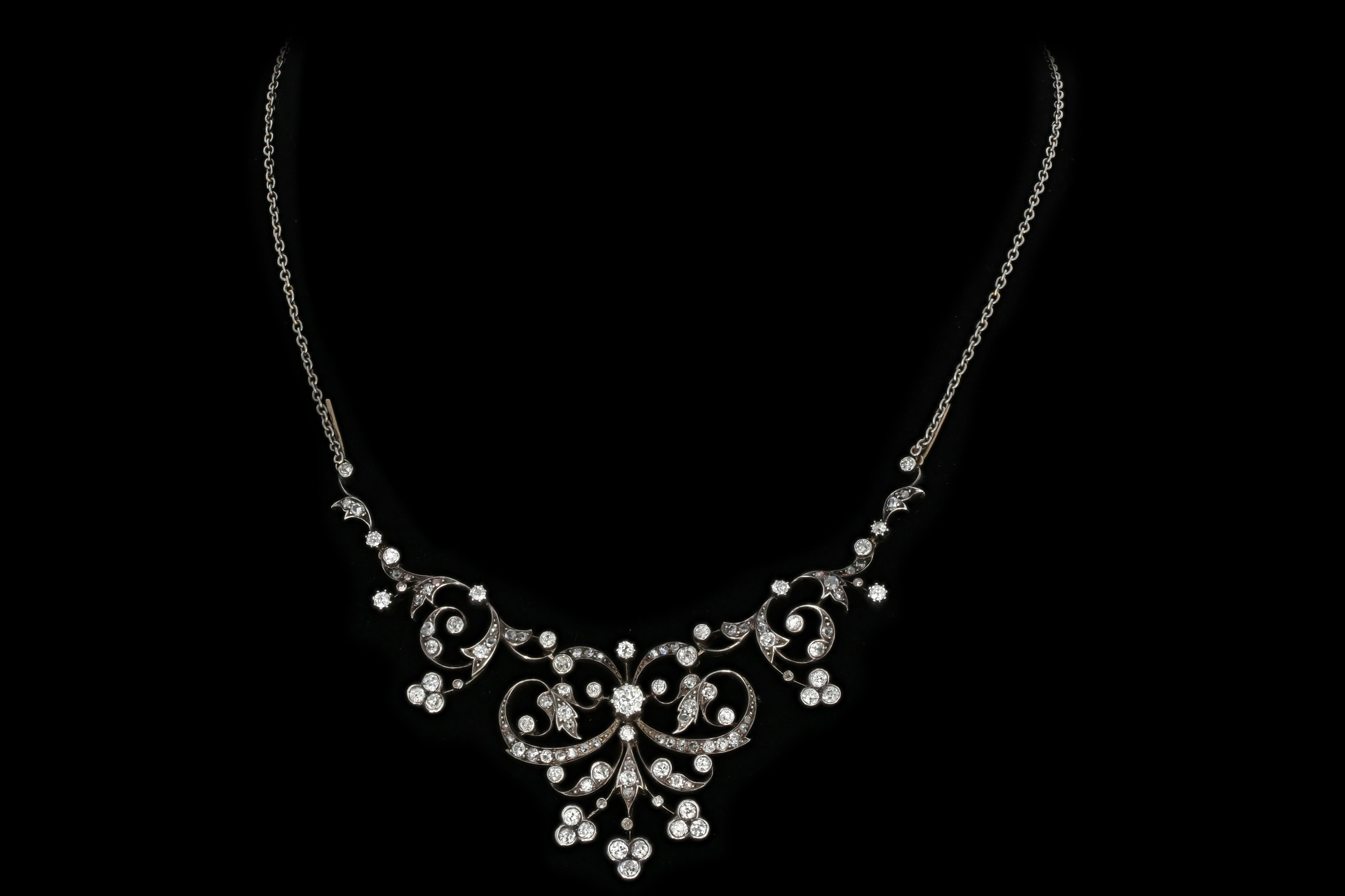 Edwardian Platinum Top 4 Carat Diamond Weight Total Convertible Necklace & Tiara - Queen May