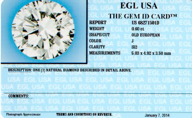 Art Deco 14K White Gold .60 Old European Cut Diamond Filigree Engagement Ring EGL Certified - Queen May