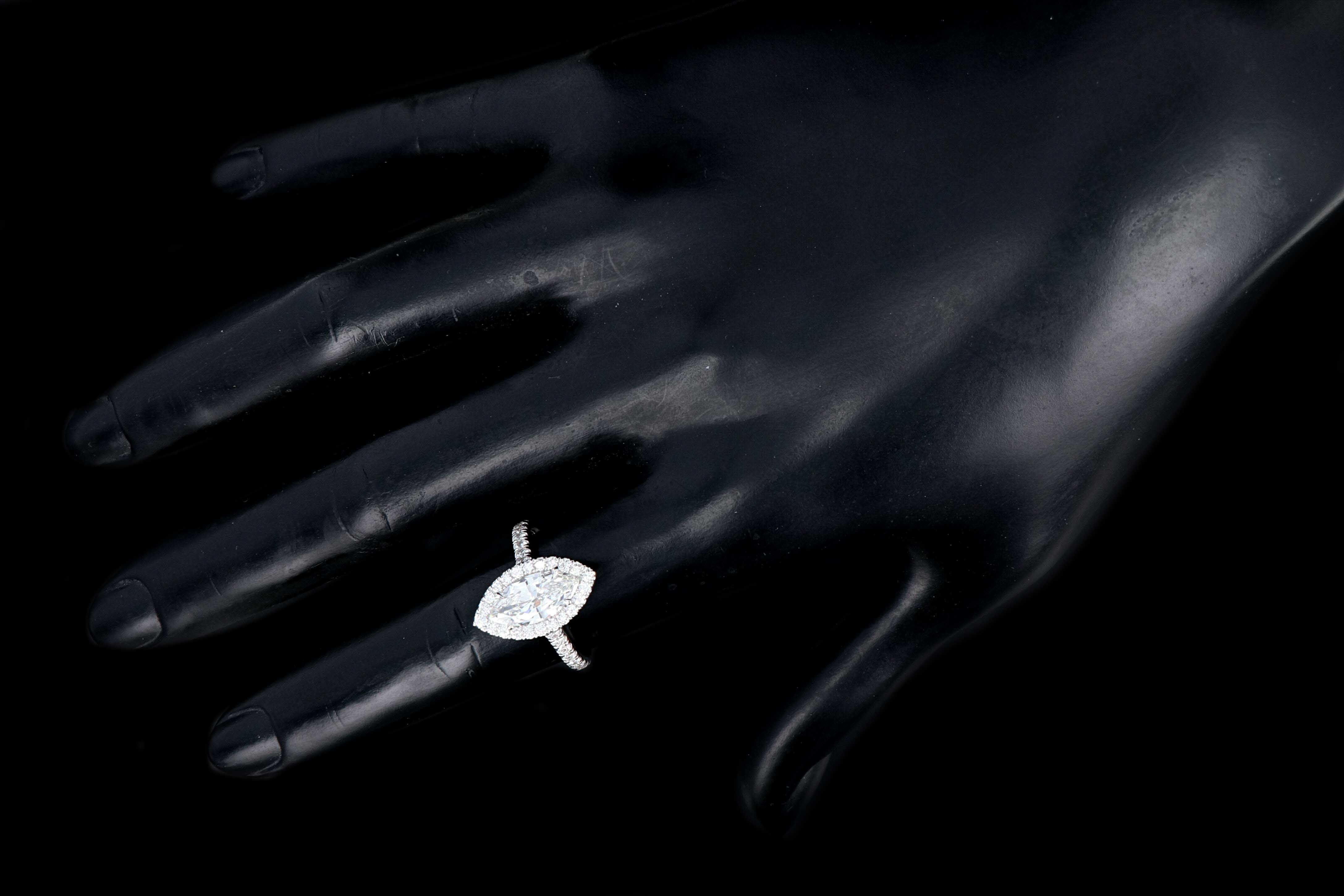 New 18K White Gold 1.47 CT Marquise Cut Diamond Engagement Ring GIA Certified - Queen May