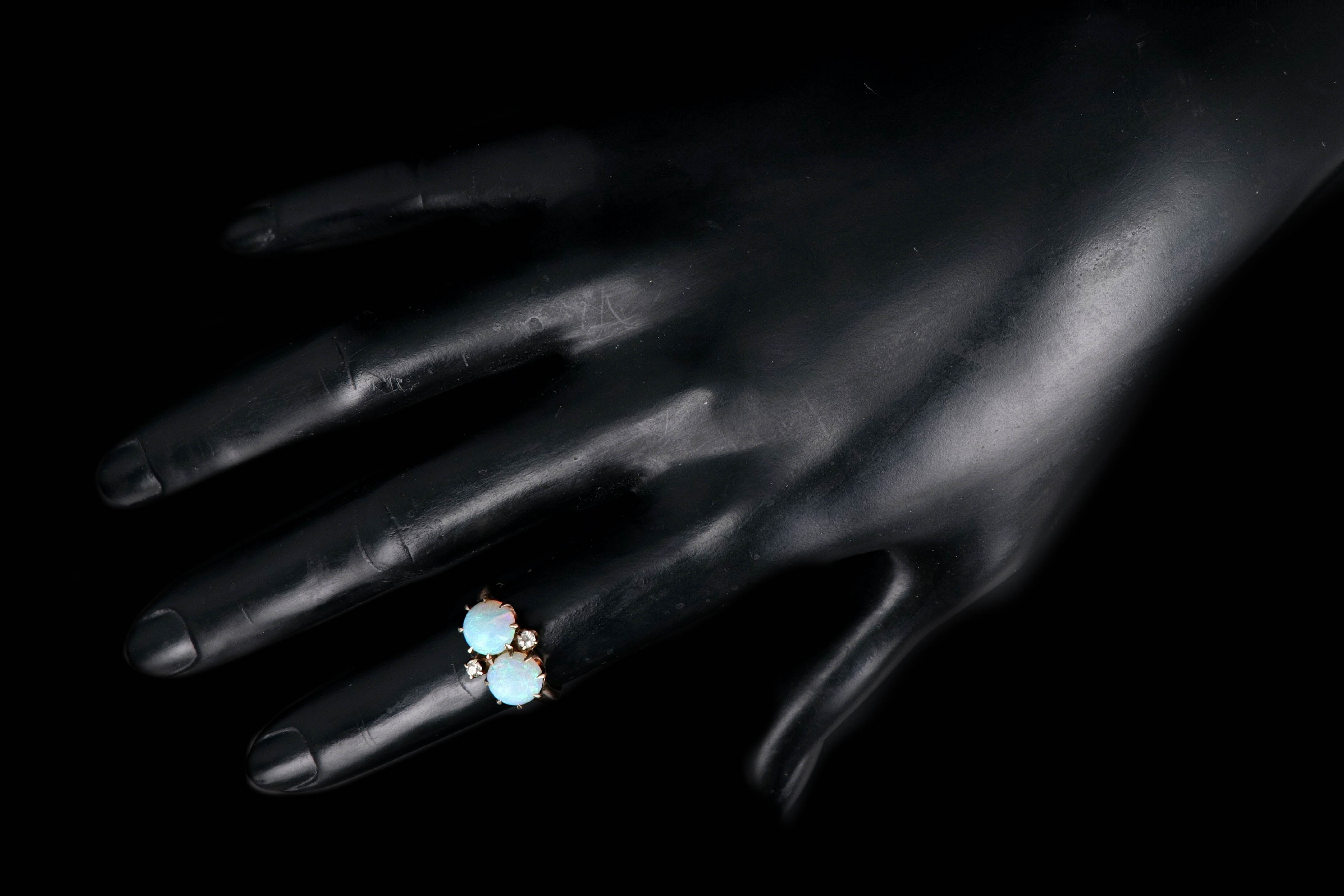 Victorian 14K Yellow Gold Opal And Diamond Ring - Queen May