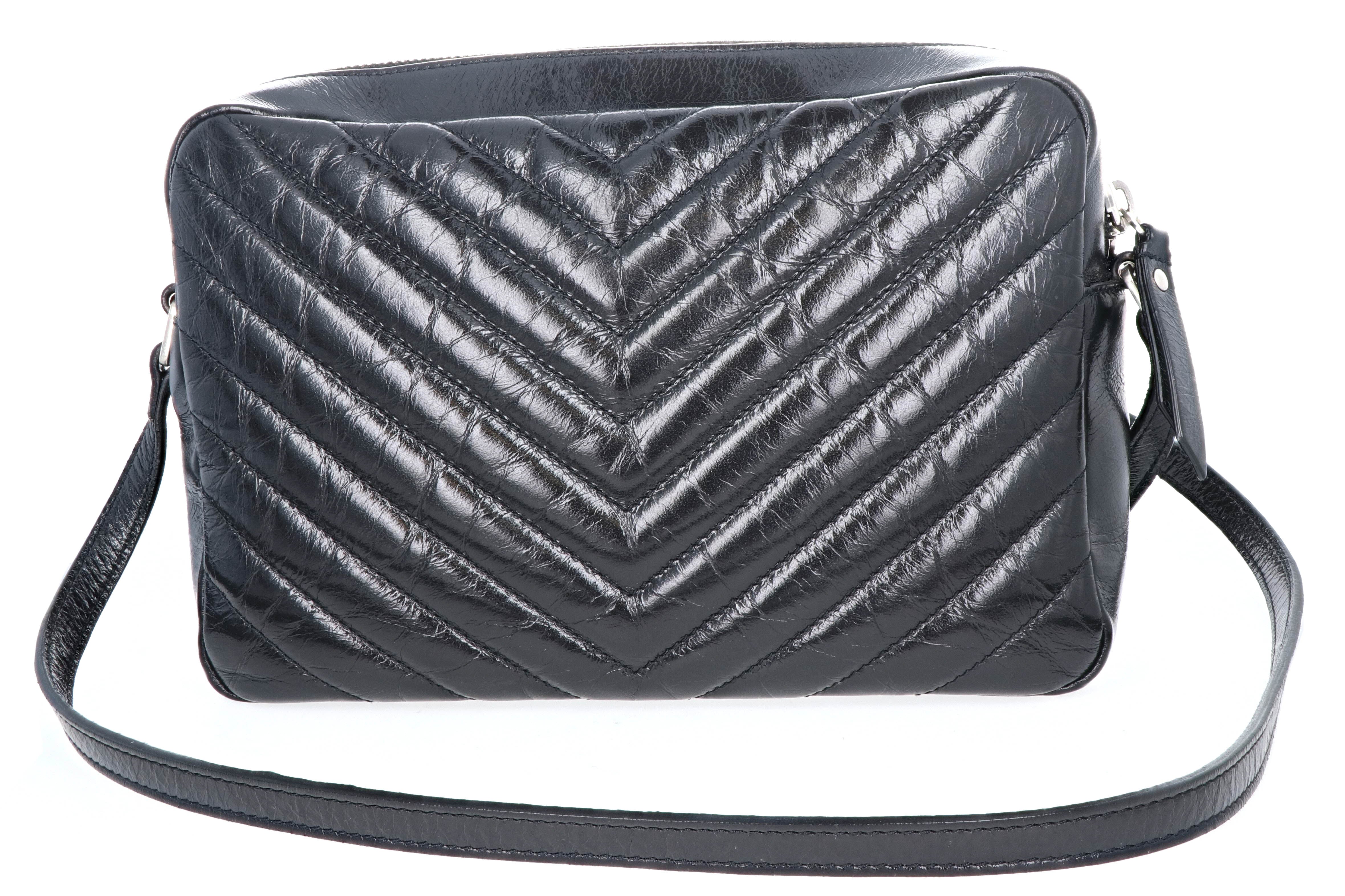 Saint Laurent Quilted Crinkled Leather Camera Bag - Queen May