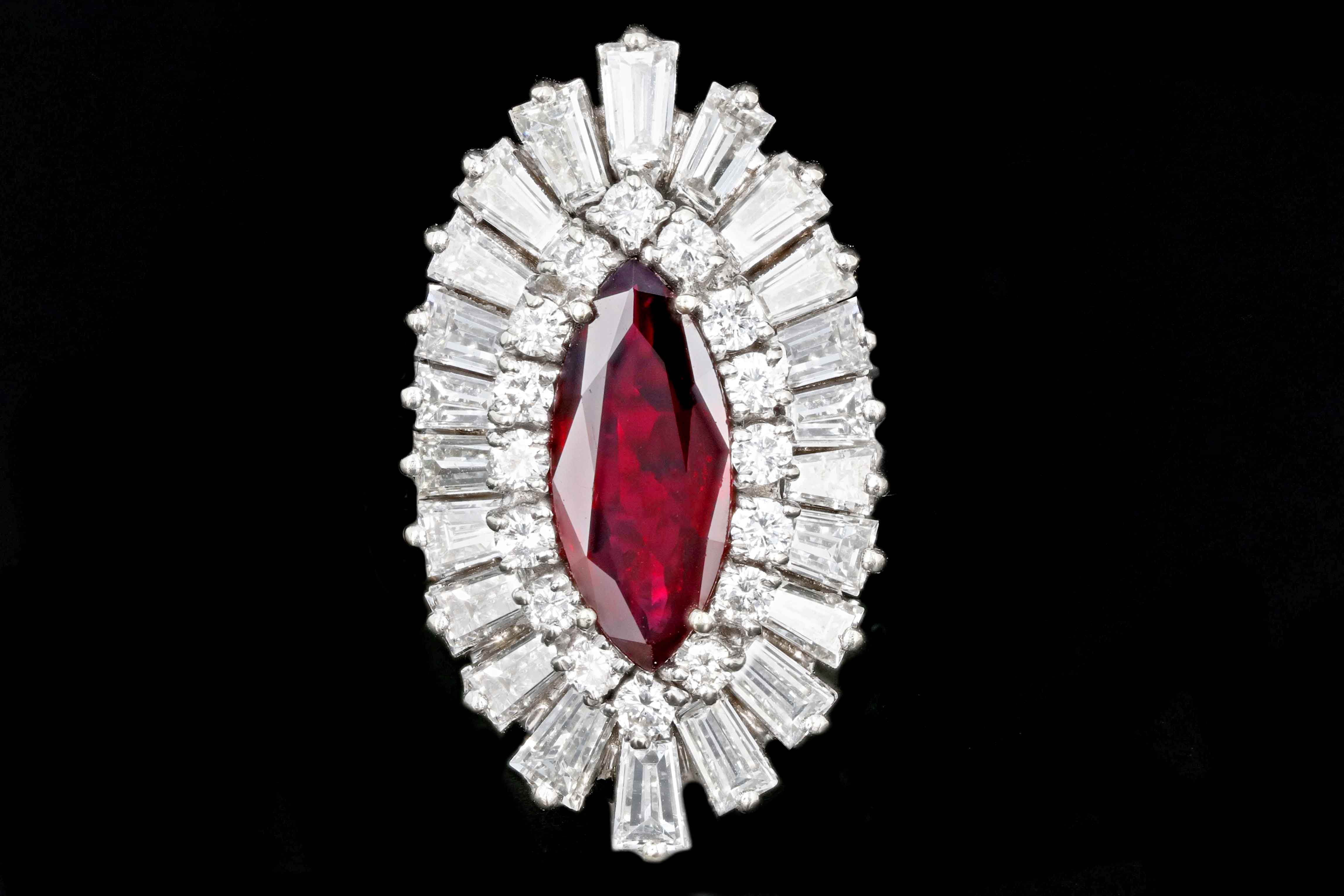 Retro 14K White Gold 2 Carat Natural Thai Ruby Ring W/ AGL Certification - Queen May