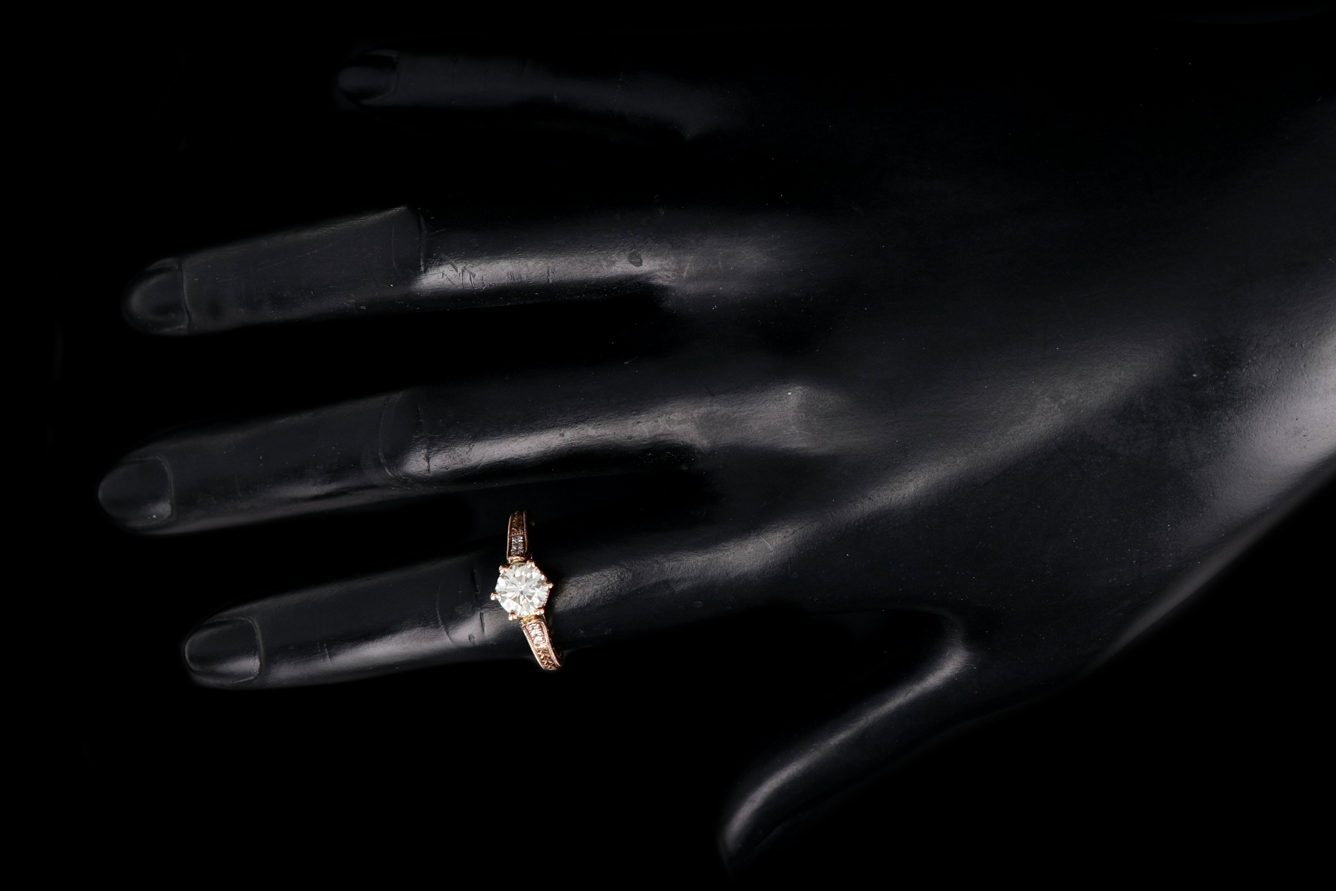 14K Rose Gold .89 Carat Diamond Engagement Ring - Queen May