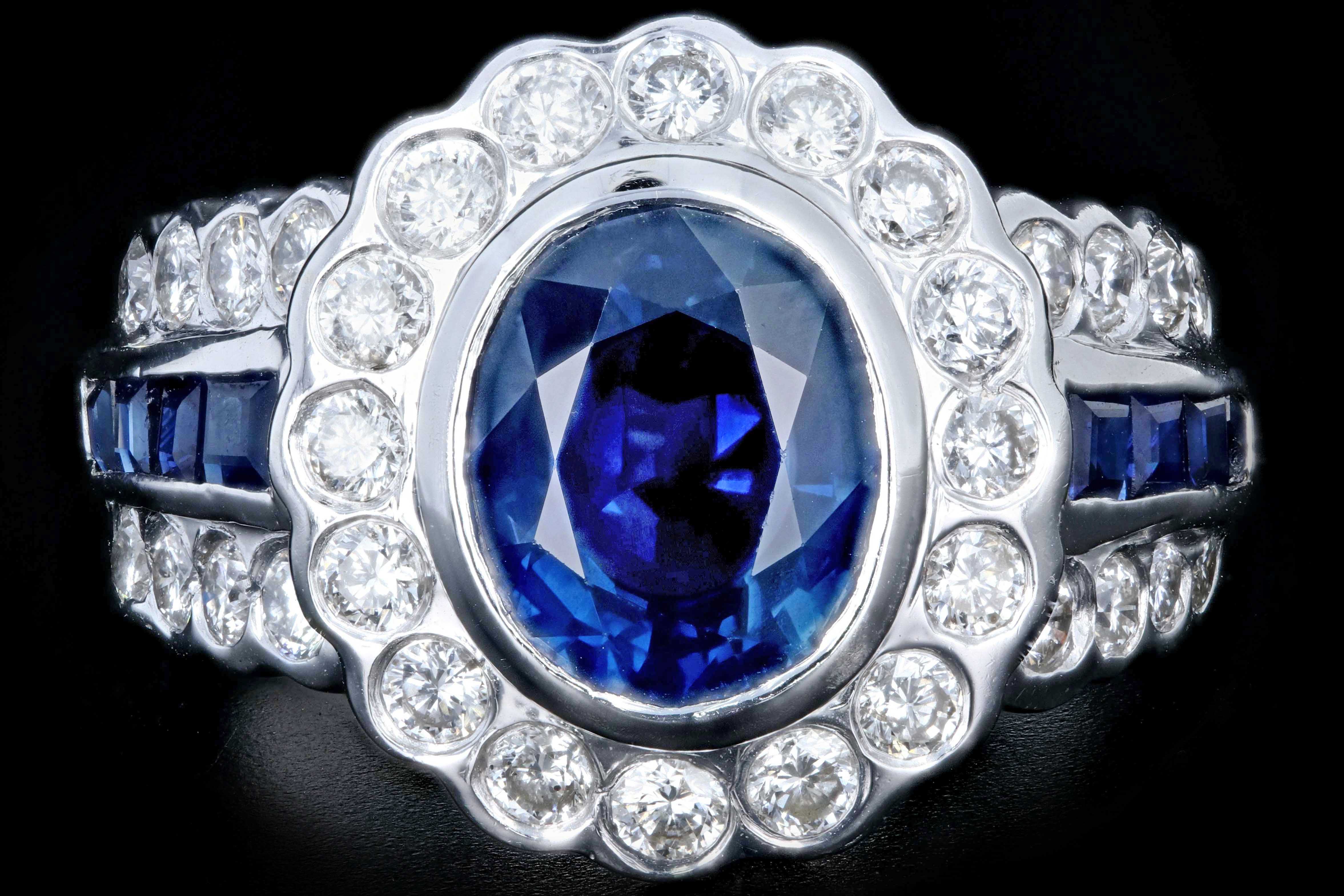 Modern 14K White Gold 2.5CT Sapphire and Diamond Ring - Queen May