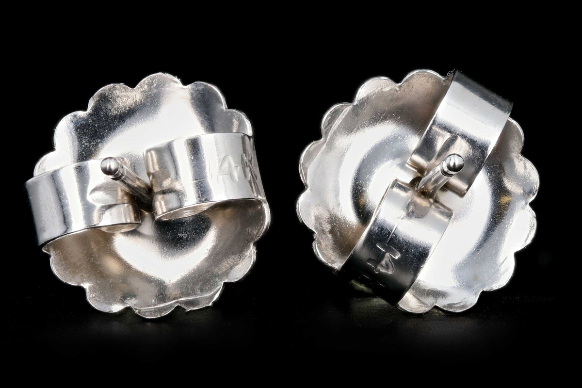 New 14K White Gold 2.5 CTW Round Brilliant Cut Diamond Martini Stud Earrings - Queen May