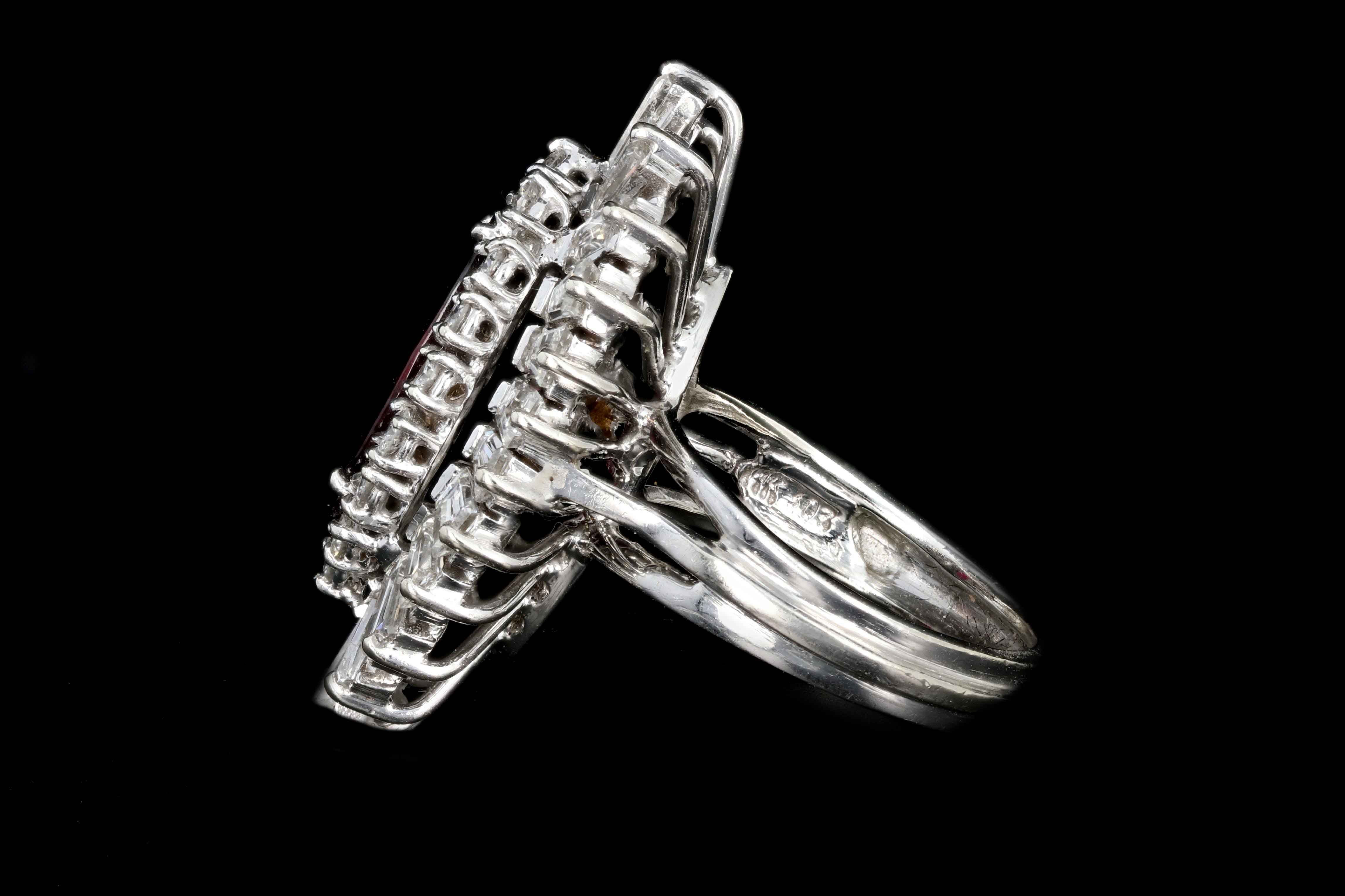 Retro 14K White Gold 2 Carat Natural Thai Ruby Ring W/ AGL Certification - Queen May