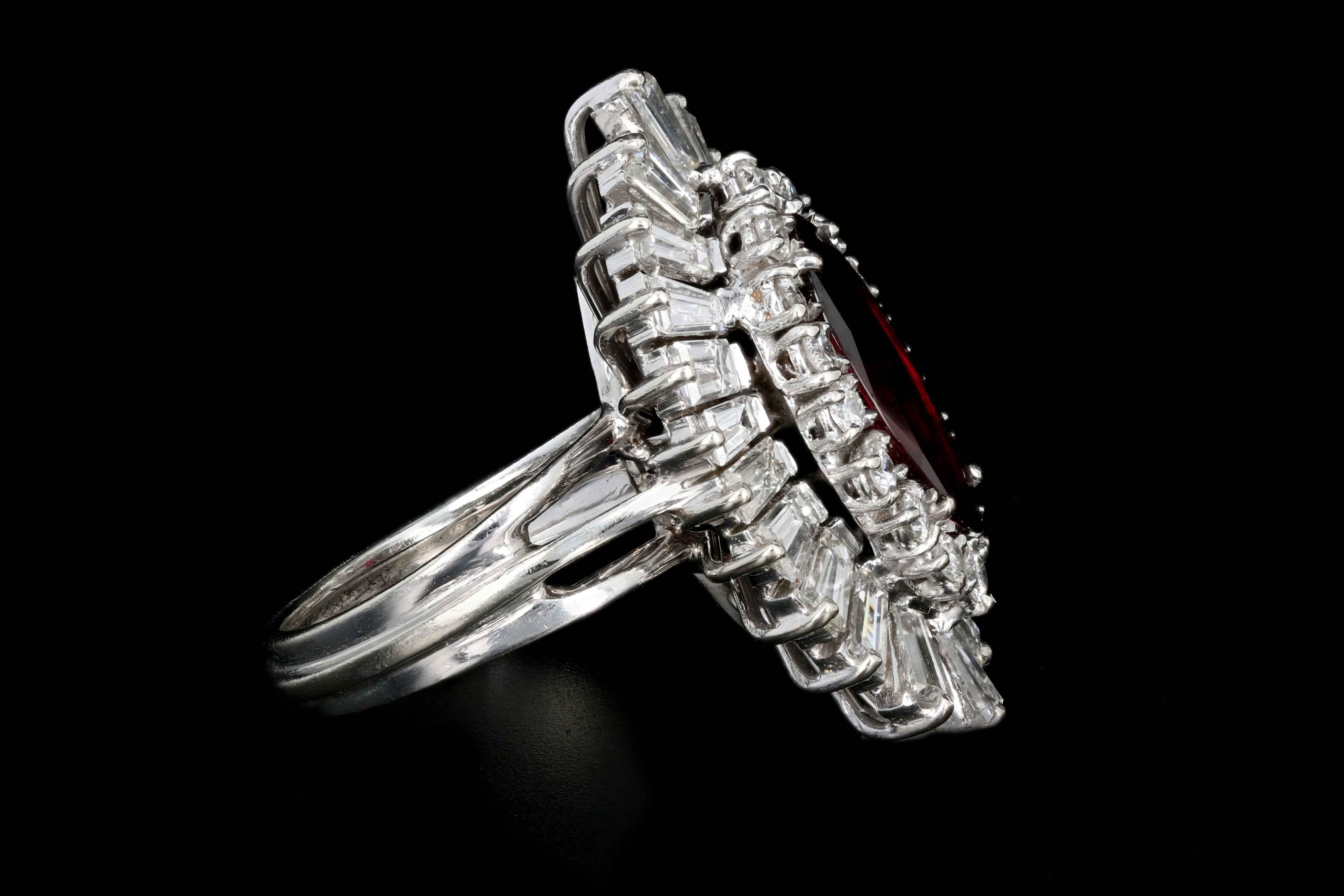 Retro 14K White Gold 2 Carat Natural Thai Ruby Ring W/ AGL Certification - Queen May