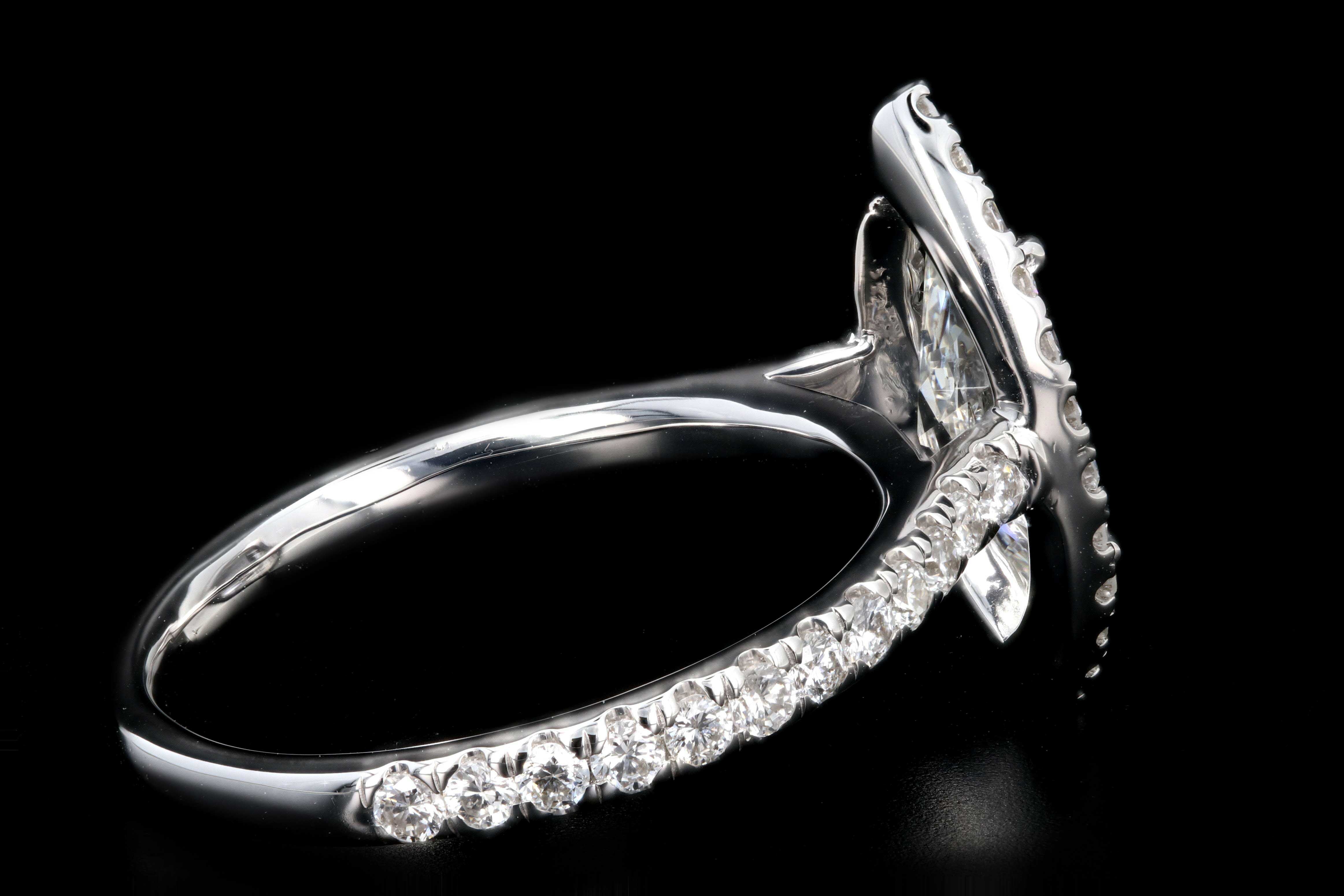 New 18K White Gold 1.47 CT Marquise Cut Diamond Engagement Ring GIA Certified - Queen May