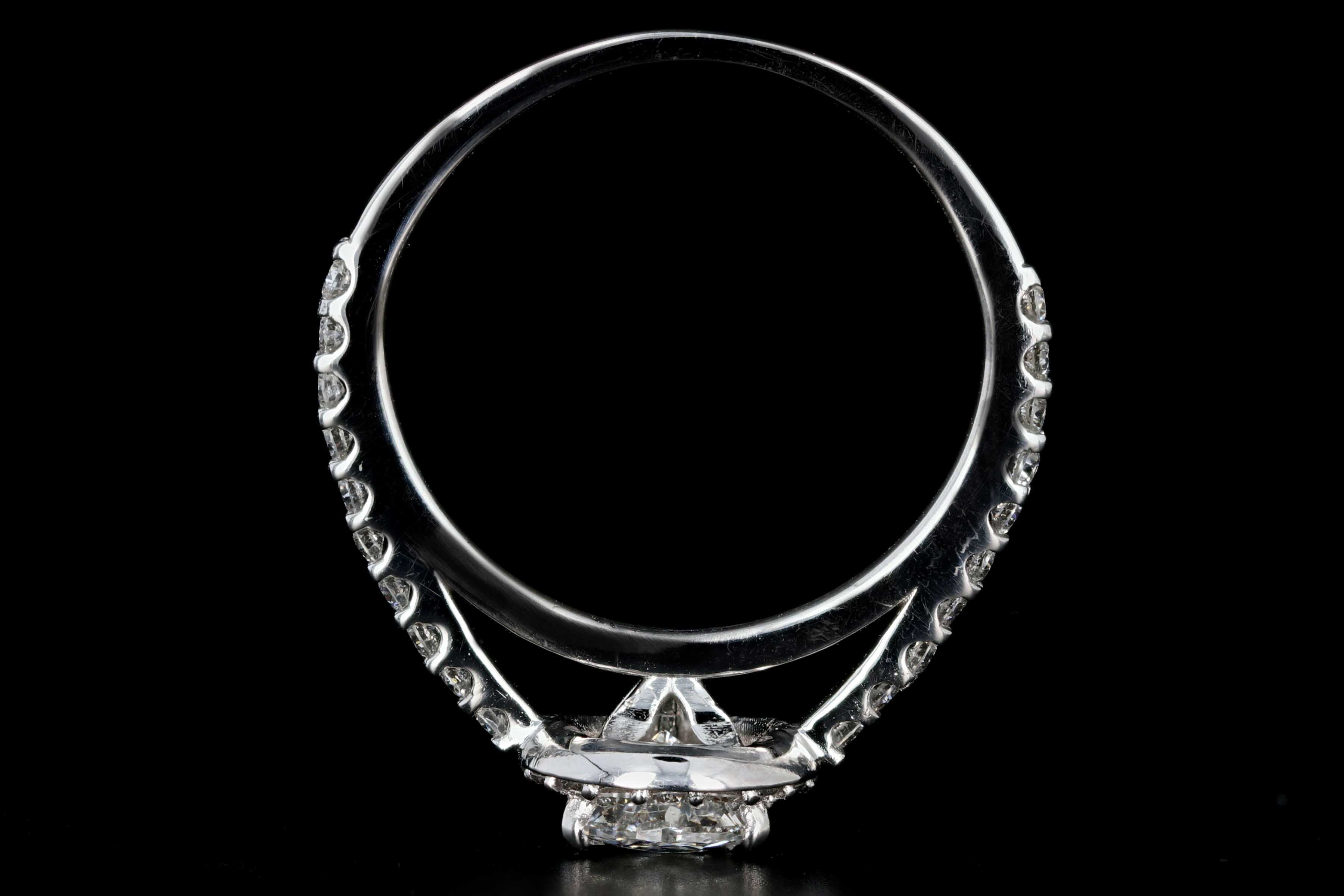 New 14K White Gold .93 CTS Pear Shape Diamond Halo Engagement Ring GIA Certification - Queen May