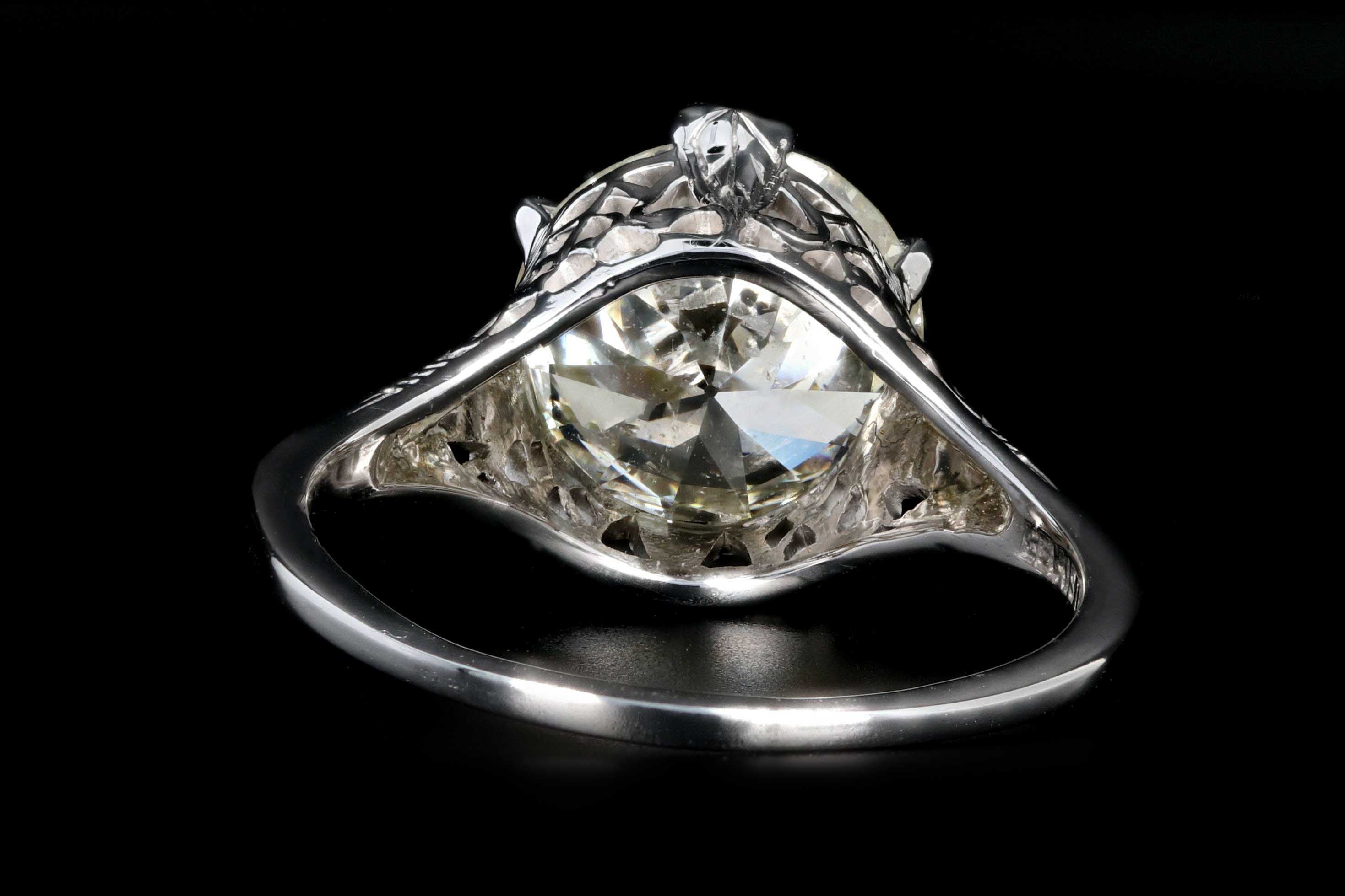 Art Deco 18K White Gold 3.27 CTW Old European Cut Diamond Engagement Ring GIA Certification - Queen May