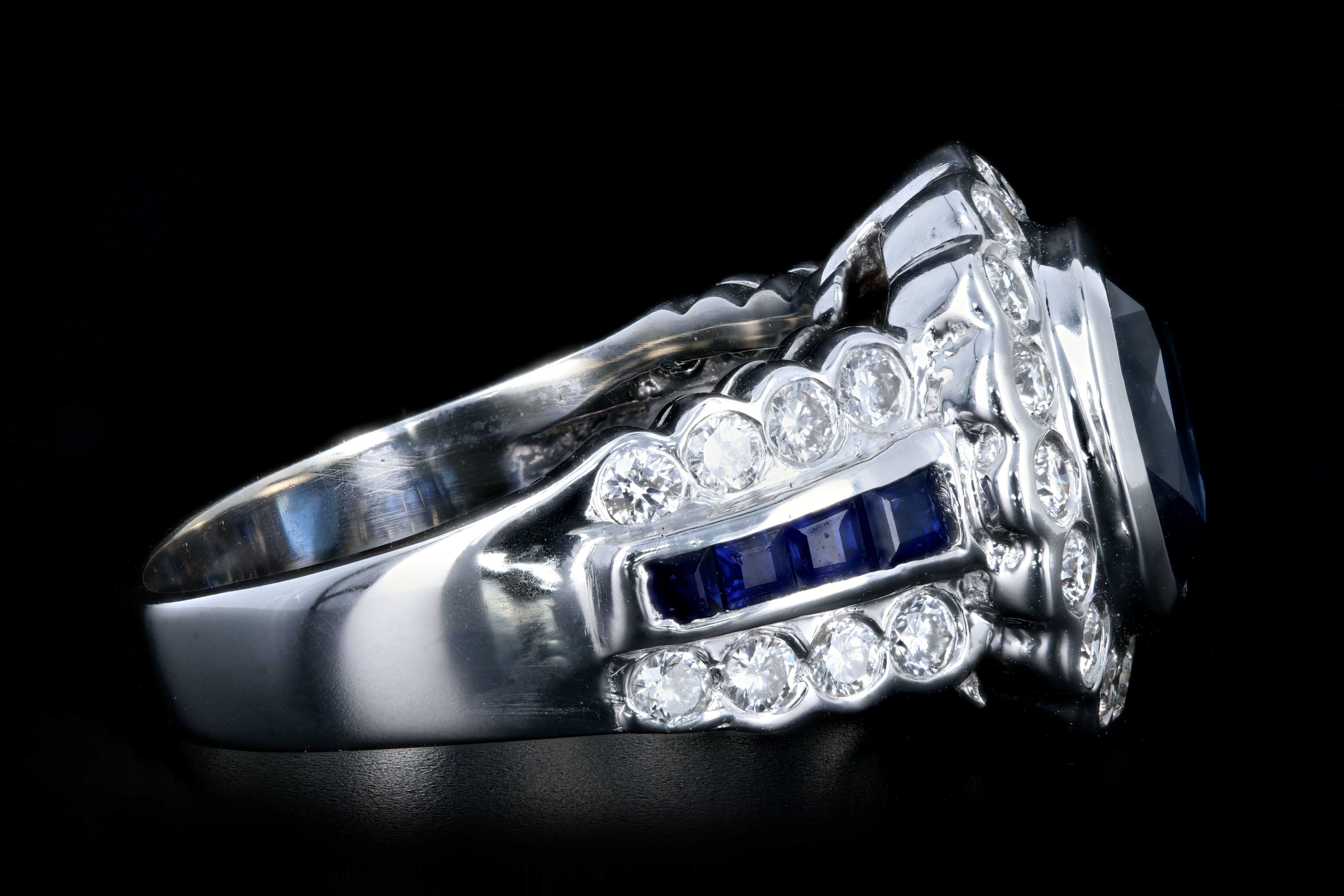 Modern 14K White Gold 2.5CT Sapphire and Diamond Ring - Queen May