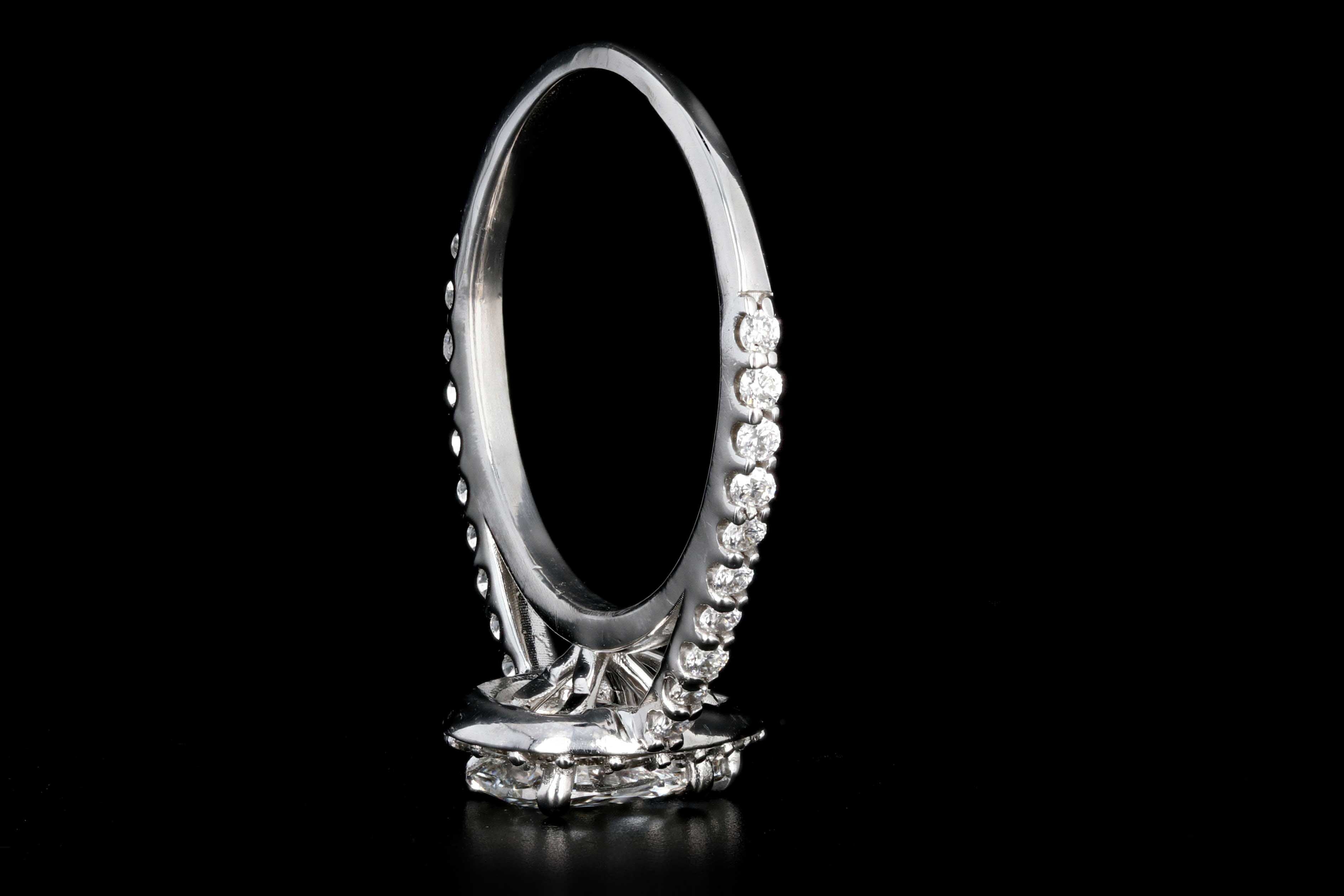 New 14K White Gold .93 CTS Pear Shape Diamond Halo Engagement Ring GIA Certification - Queen May