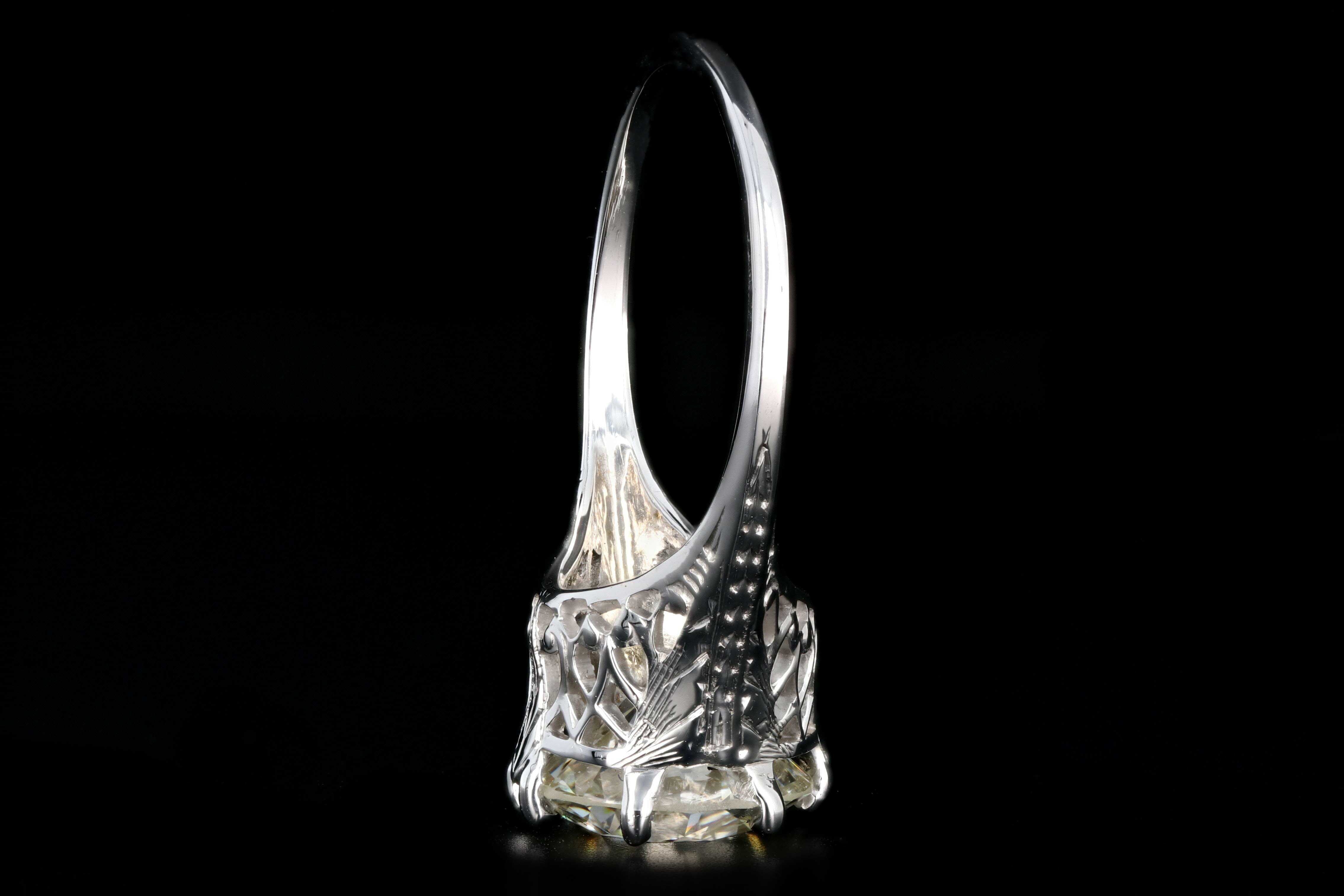 Art Deco 18K White Gold 3.27 CTW Old European Cut Diamond Engagement Ring GIA Certification - Queen May