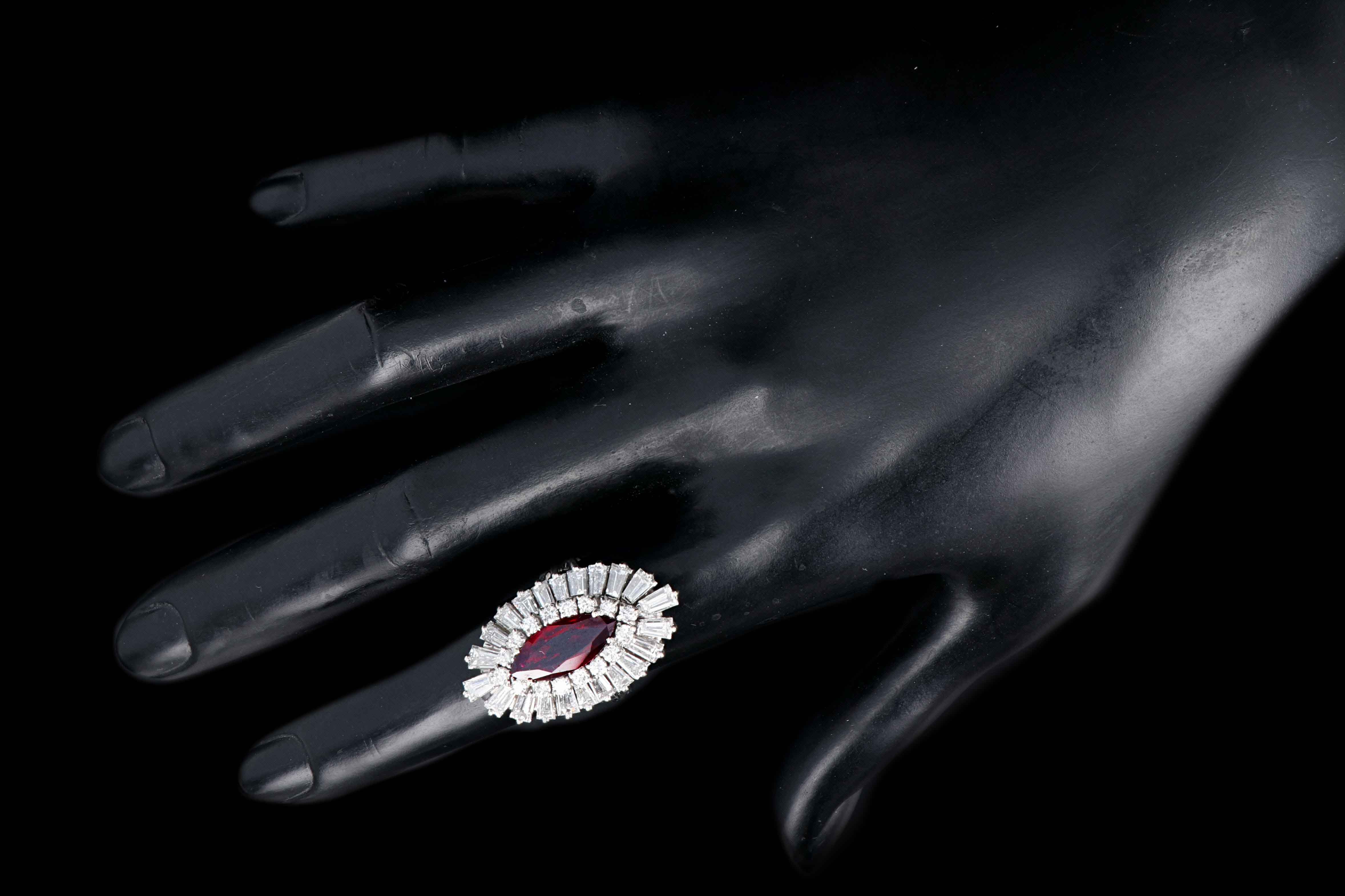 Retro 14K White Gold 2 Carat Natural Thai Ruby Ring W/ AGL Certification - Queen May