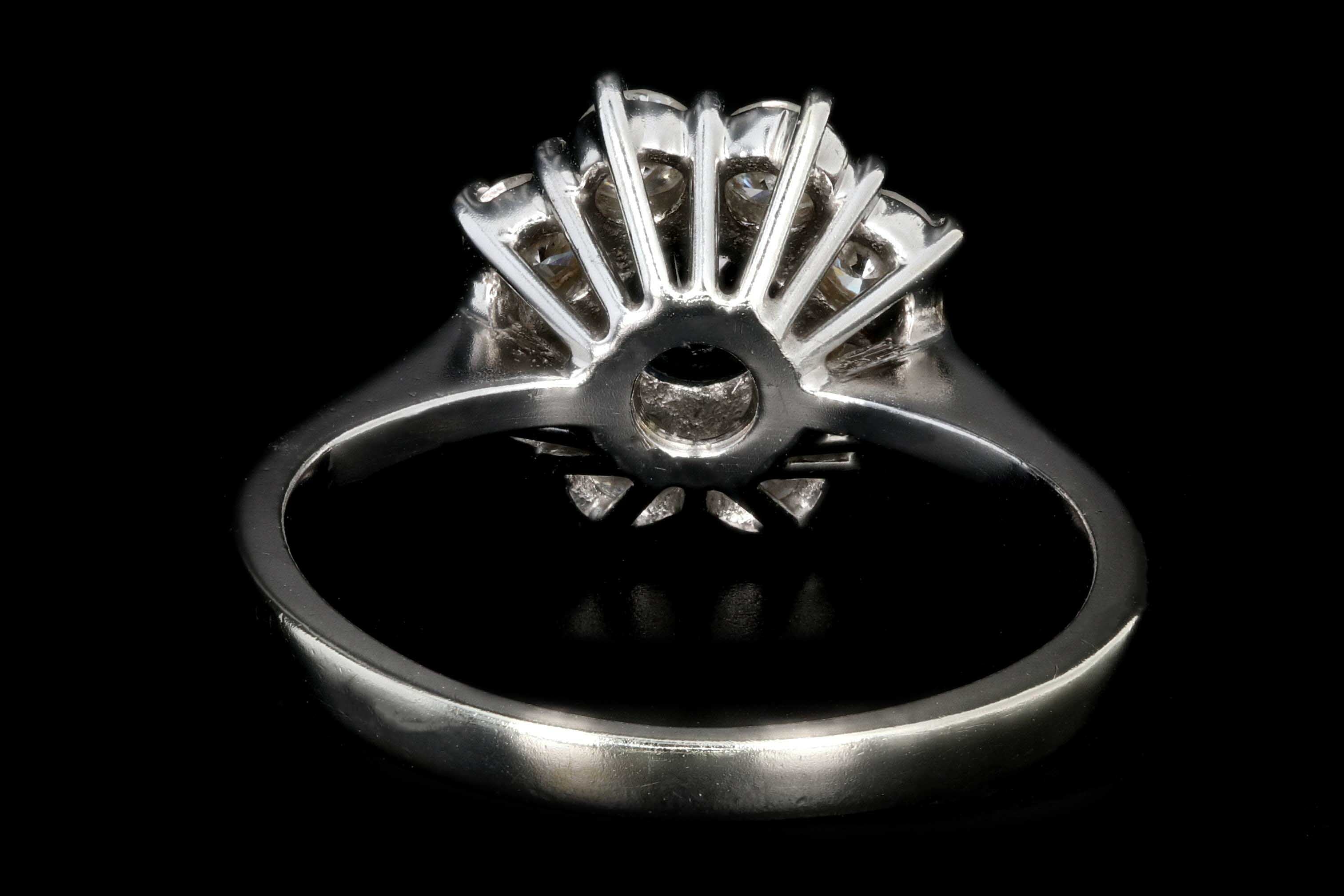 Modern 18K White Gold Natural Sapphire and Diamond Halo Ring - Queen May