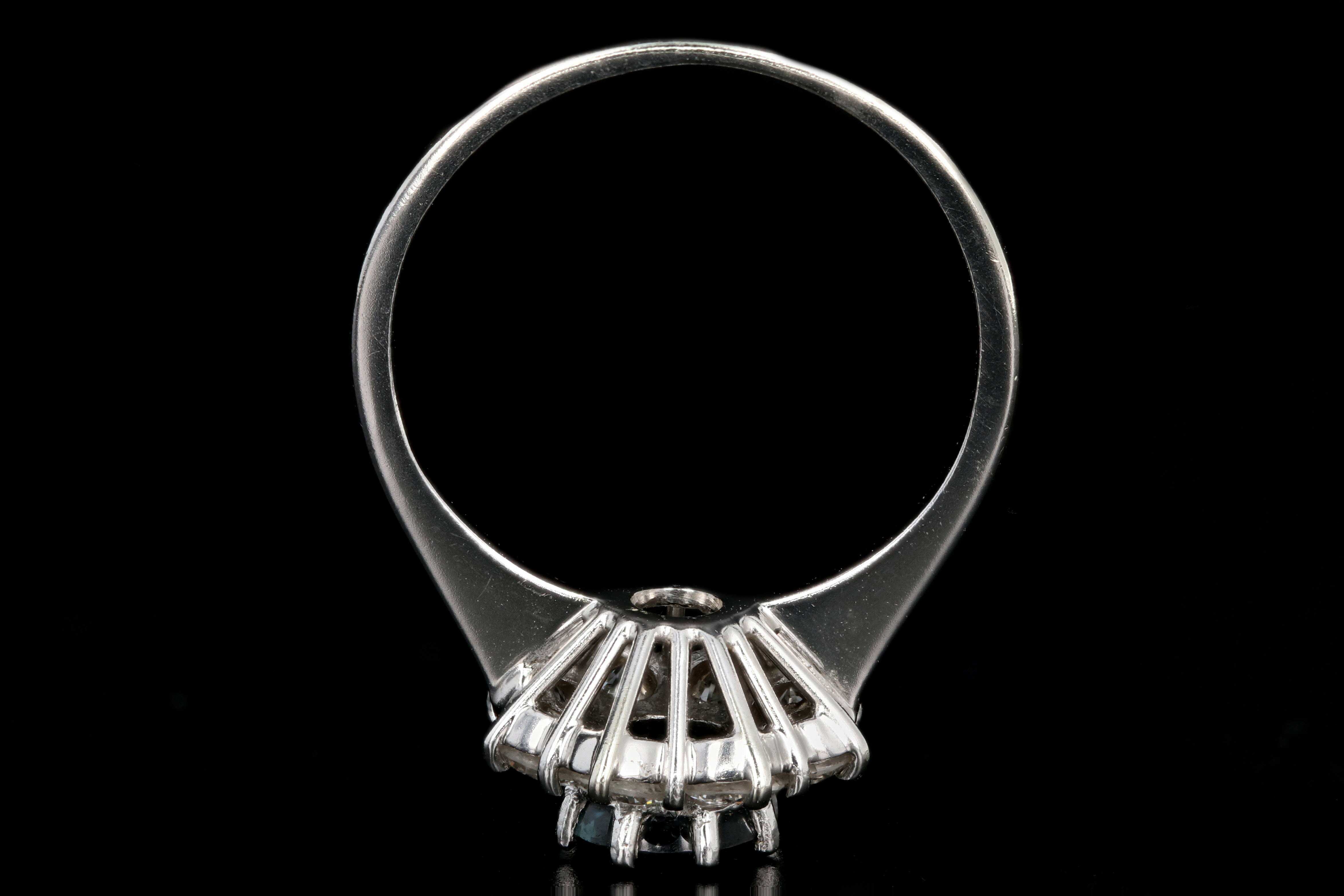 Modern 18K White Gold Natural Sapphire and Diamond Halo Ring - Queen May