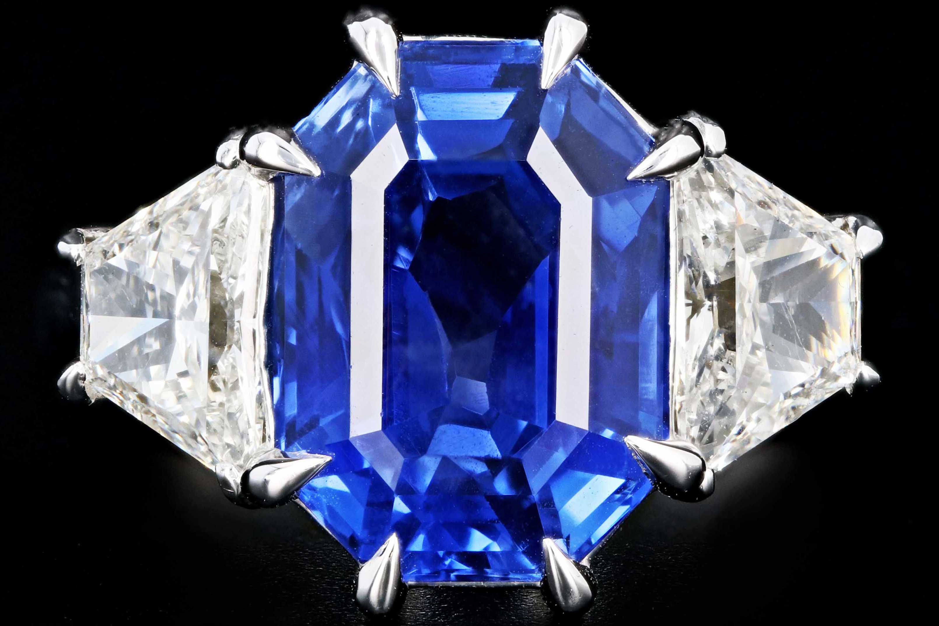 New Platinum 10.69 Carat No Heat Ceylon Sapphire and Diamond Ring AGL & GIA Certified - Queen May