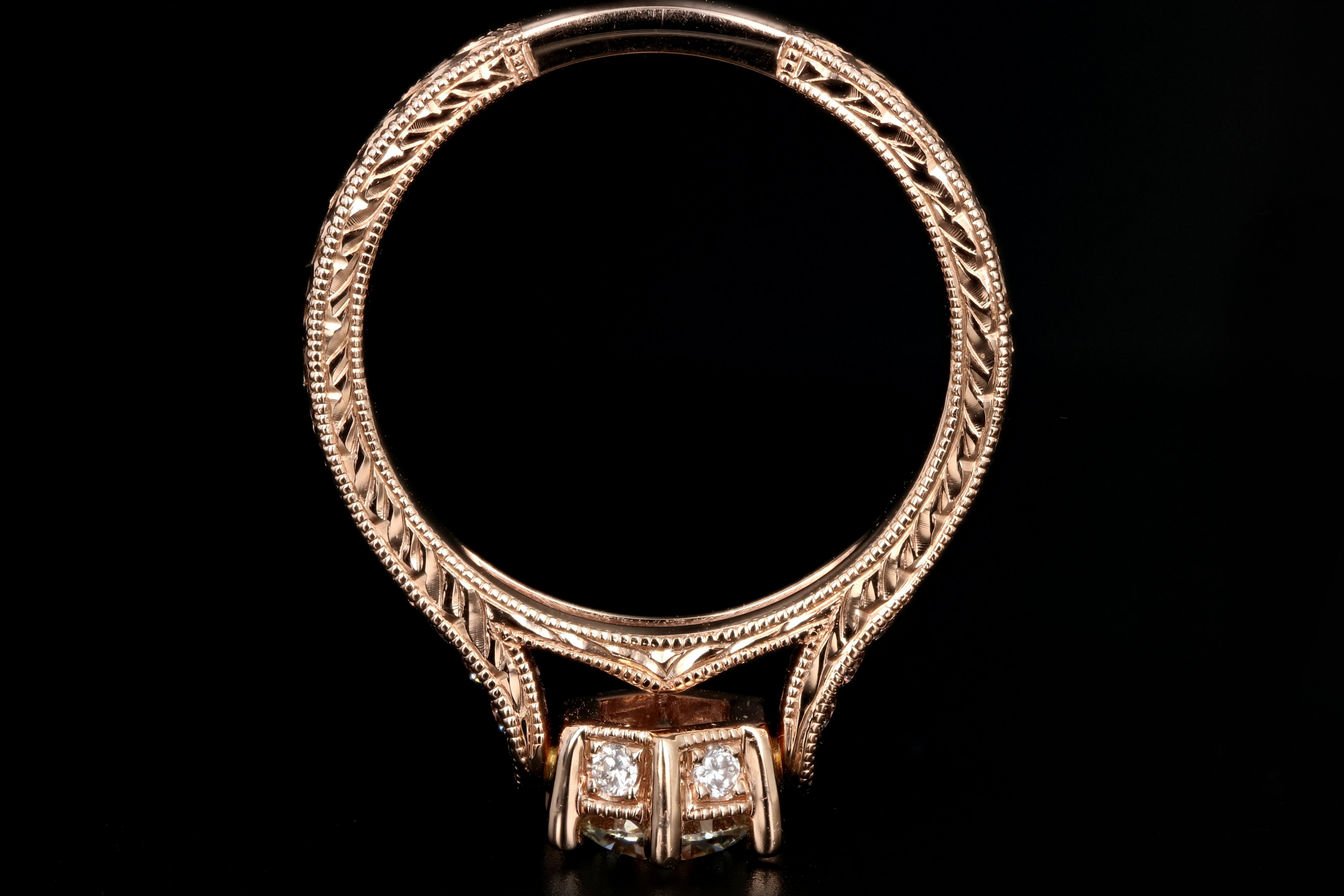 14K Rose Gold .89 Carat Diamond Engagement Ring - Queen May