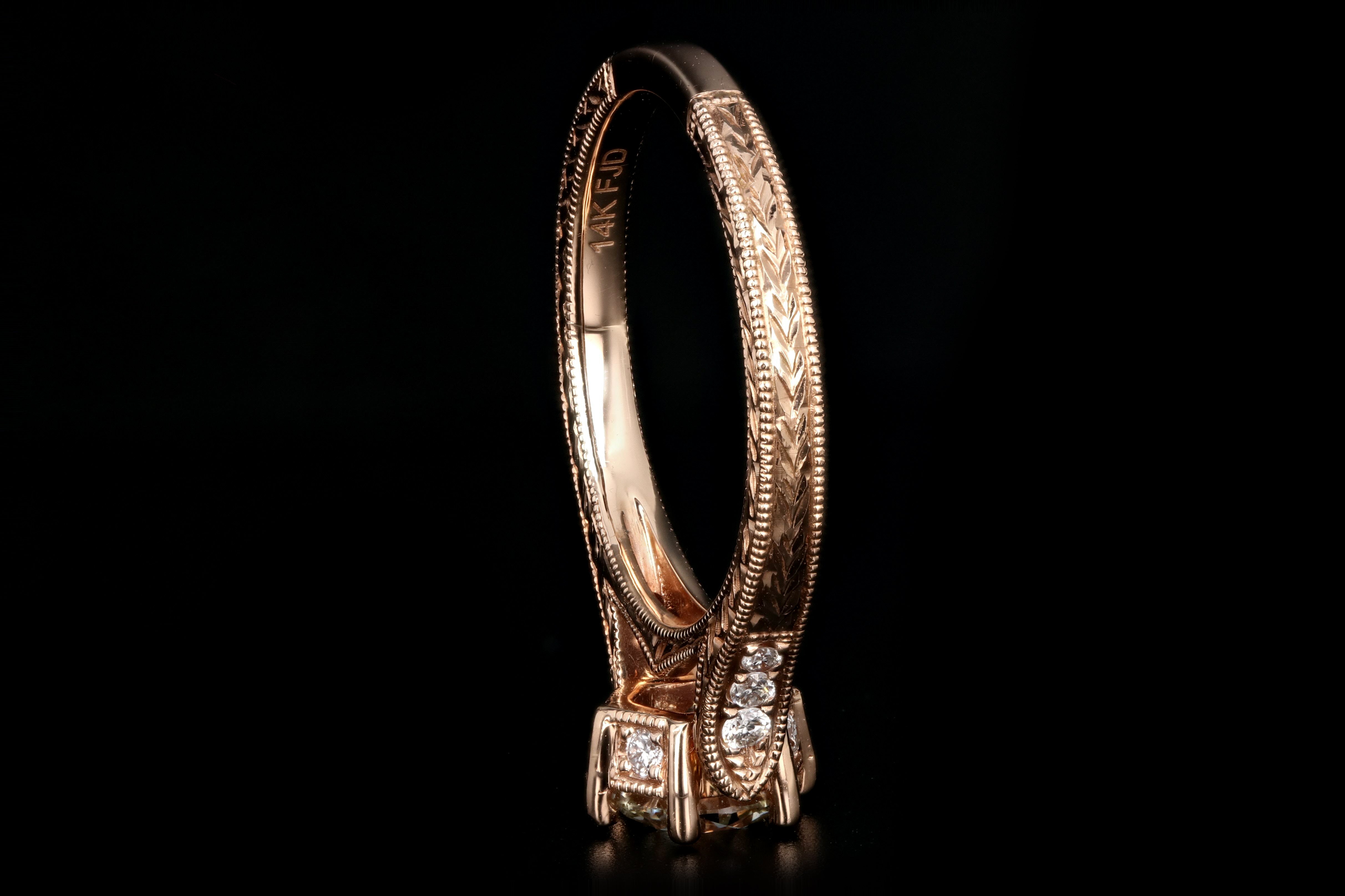 14K Rose Gold .89 Carat Diamond Engagement Ring - Queen May