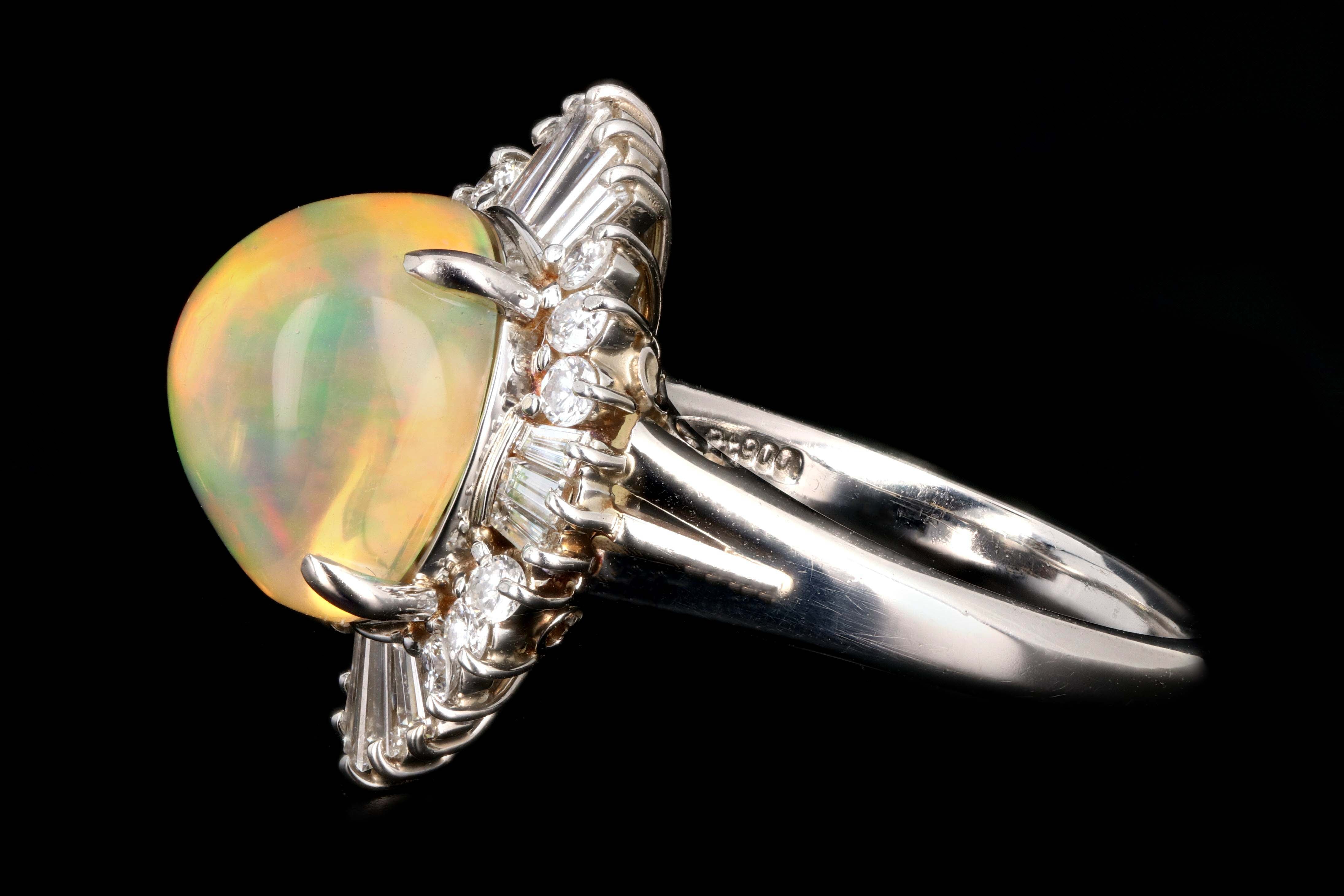 Retro Platinum 4.45 Carat Jelly Opal and Diamond Ring - Queen May