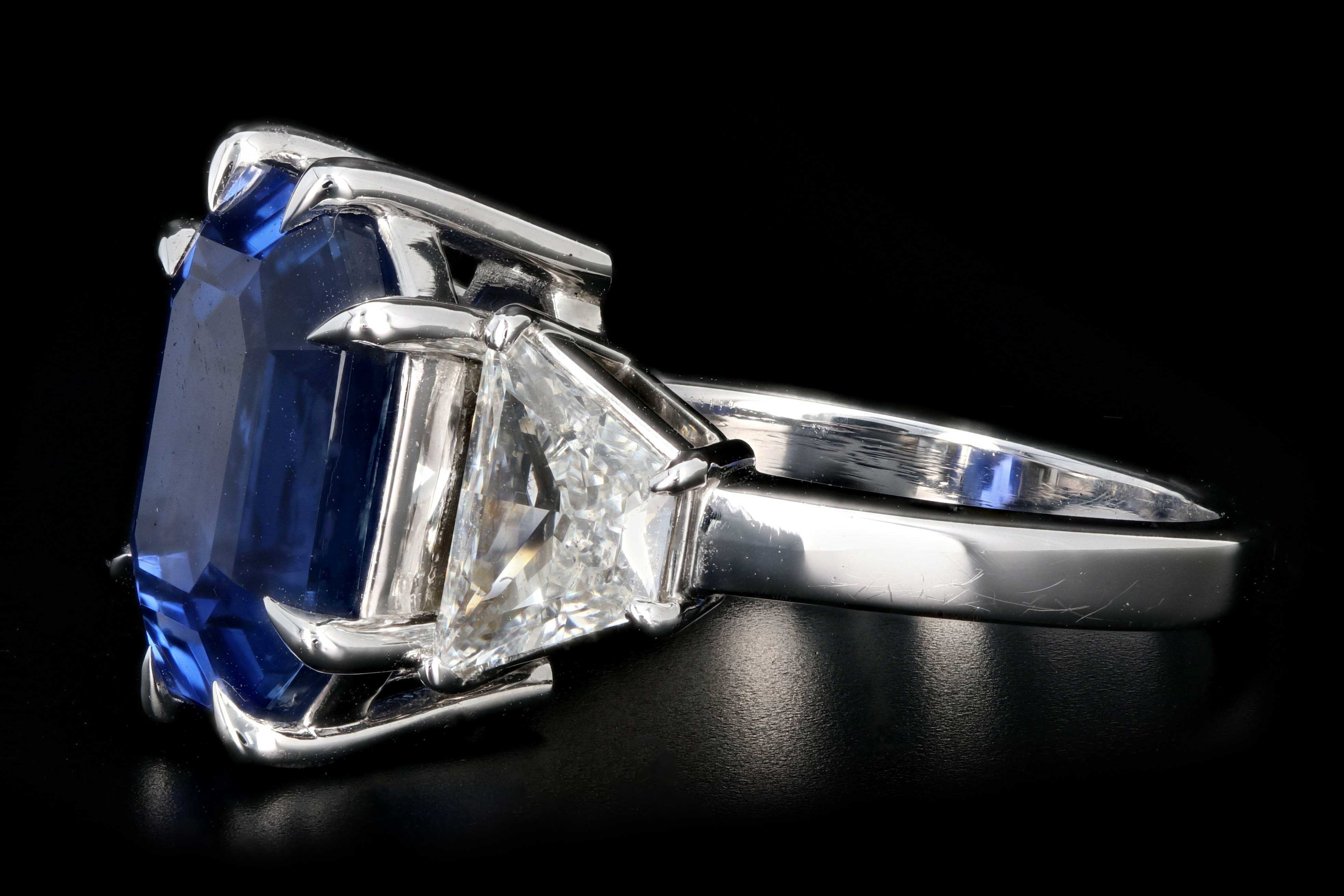 New Platinum 10.69 Carat No Heat Ceylon Sapphire and Diamond Ring AGL & GIA Certified - Queen May