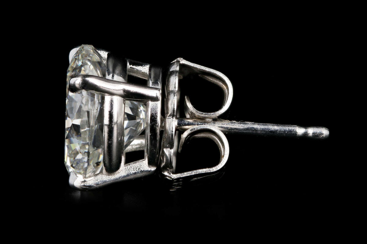 New 14K White Gold 4.01 CTW Round Brilliant Cut Diamond Stud Earrings - Queen May