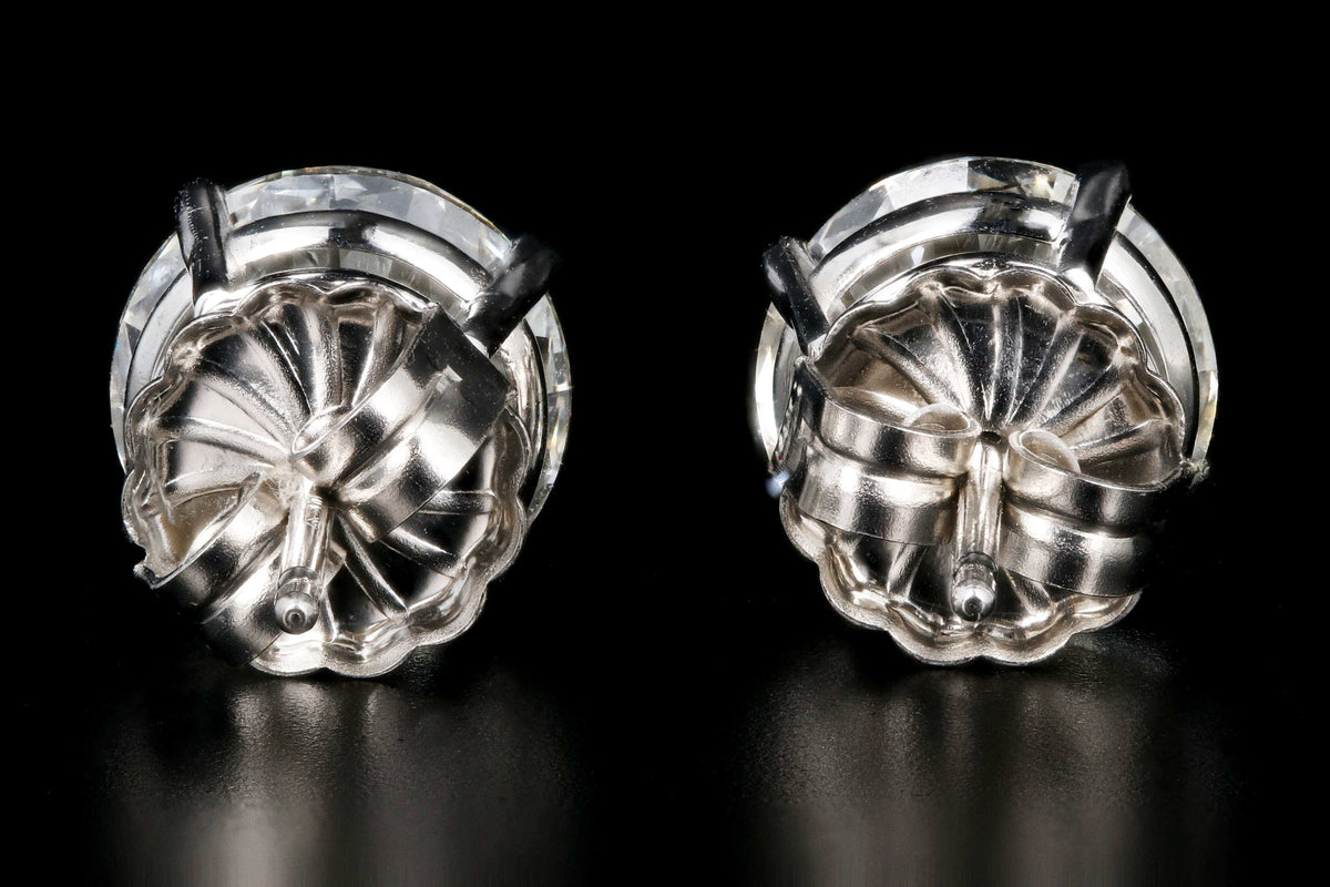 New 14K White Gold 4.01 CTW Round Brilliant Cut Diamond Stud Earrings - Queen May