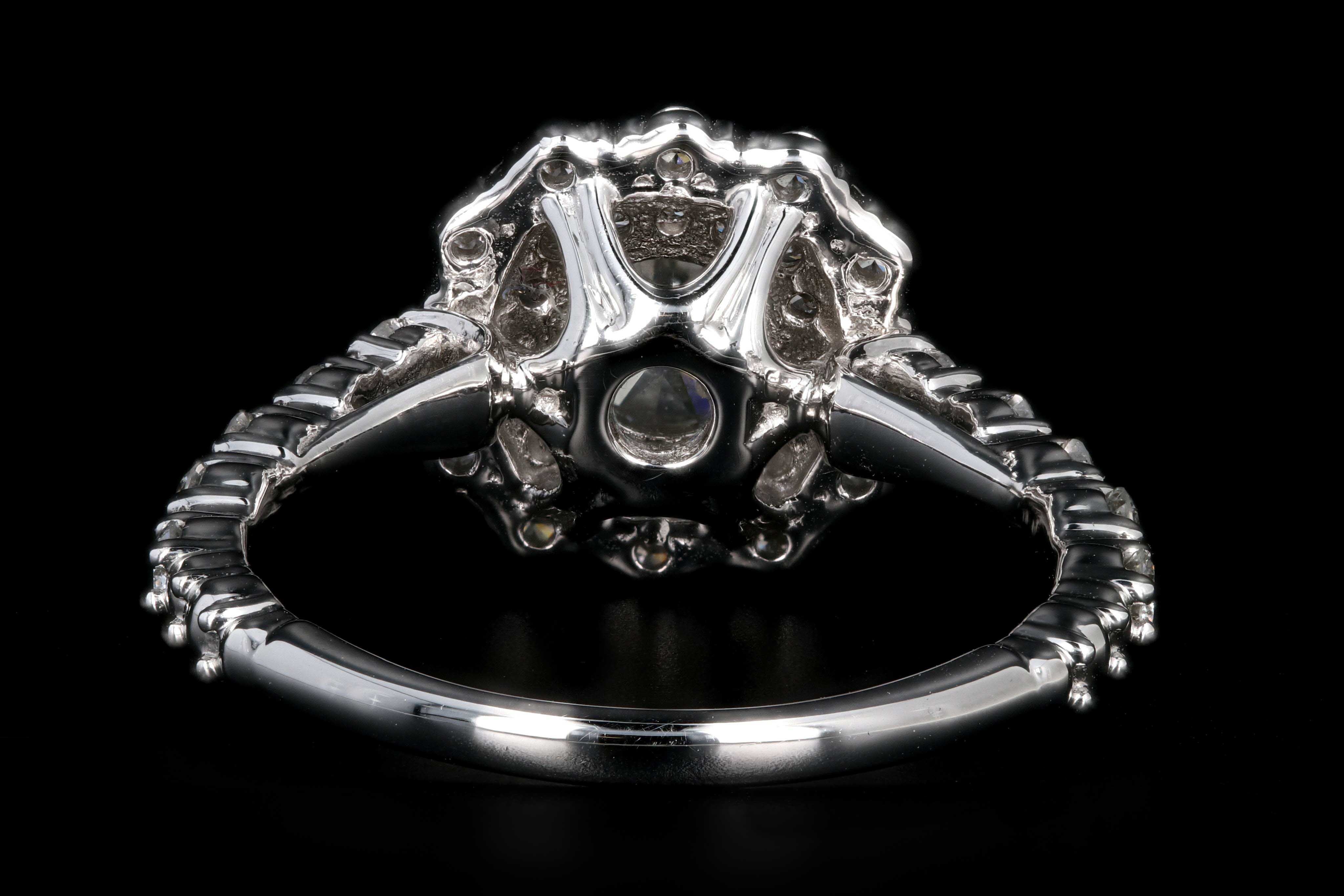New 18K White Gold .59 Carats Round Brilliant Cut Diamond Engagement Ring - Queen May