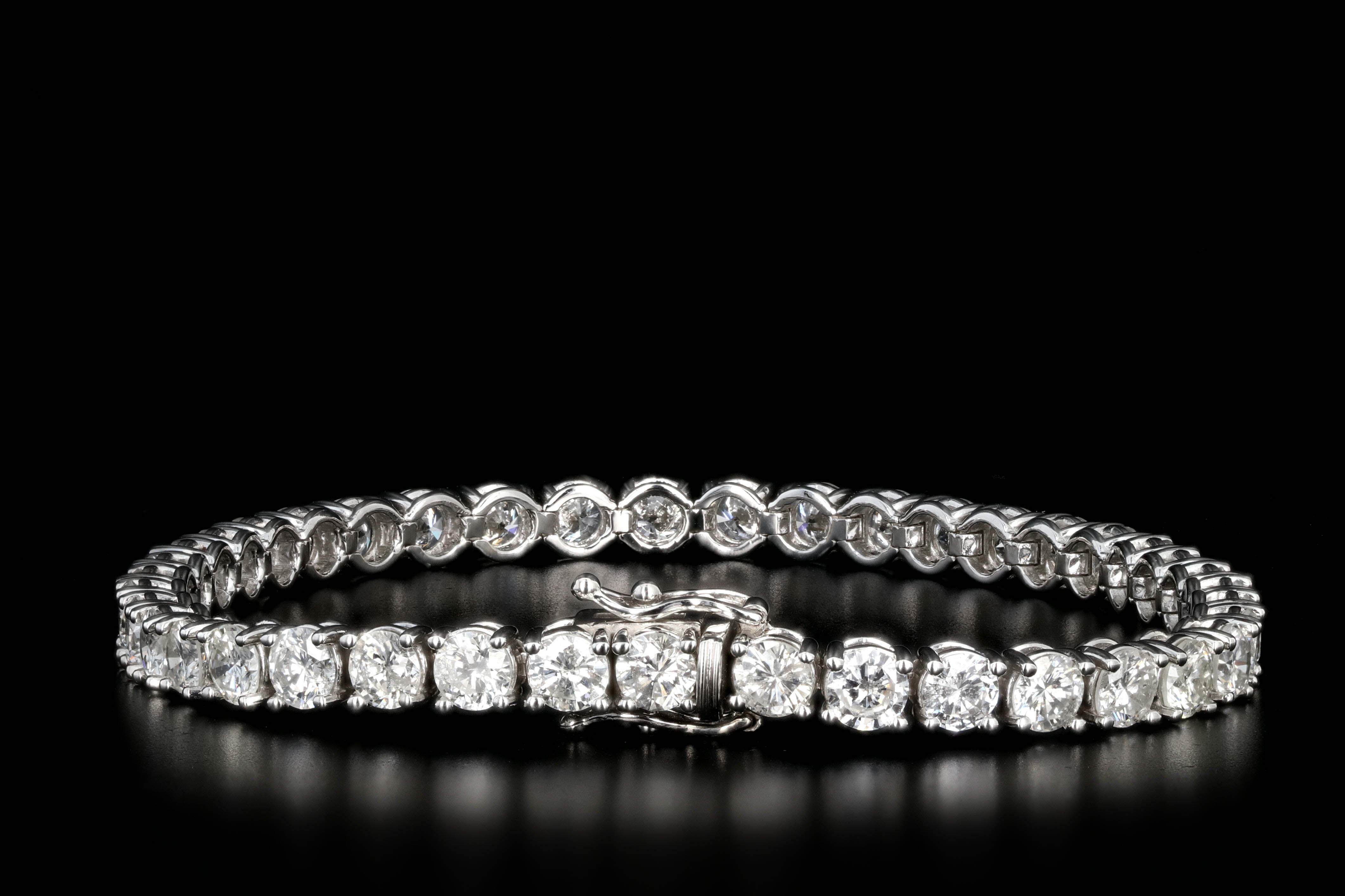New 14K White Gold 10.39 Carat Diamond Tennis Bracelet - Queen May