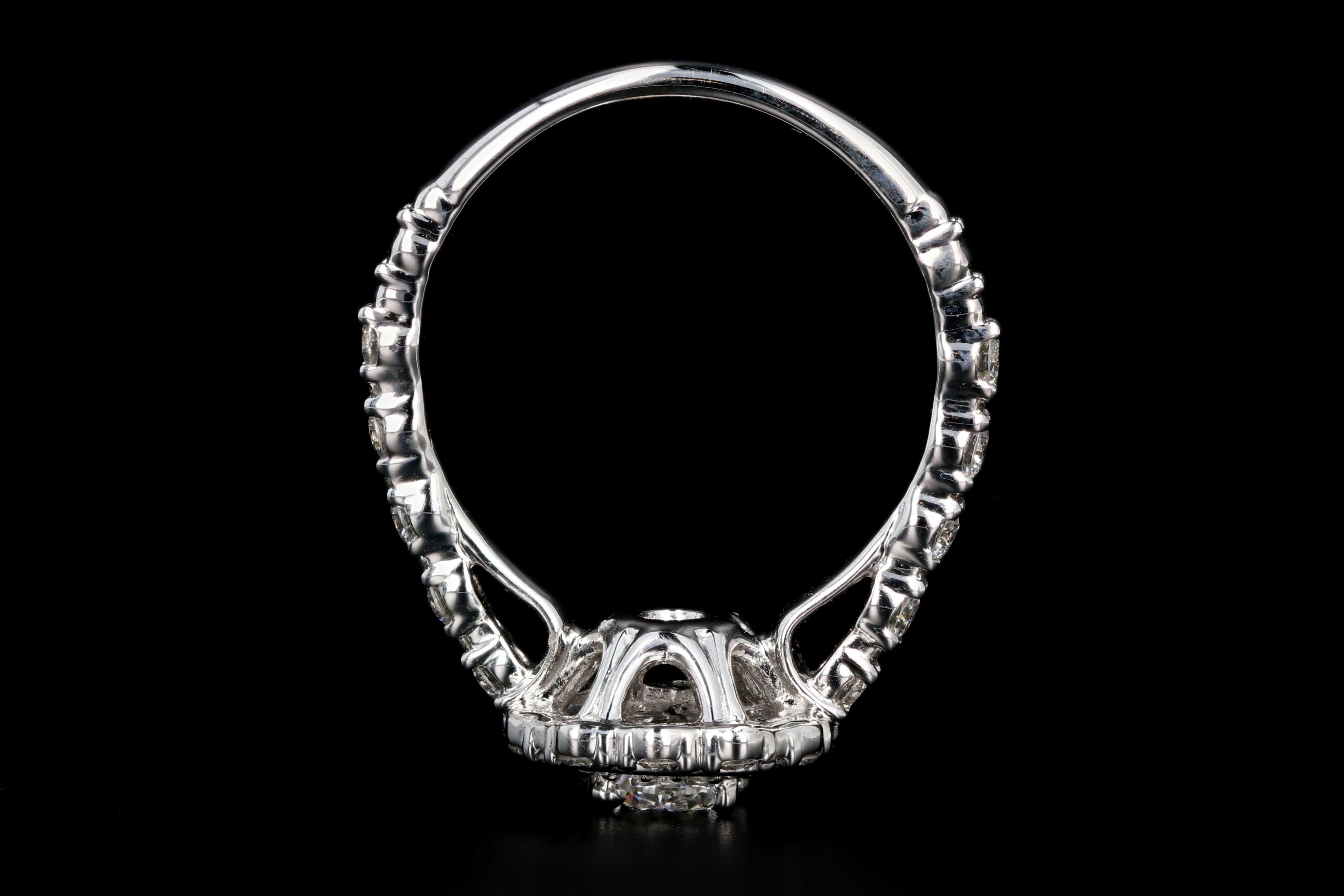 New 18K White Gold .59 Carats Round Brilliant Cut Diamond Engagement Ring - Queen May