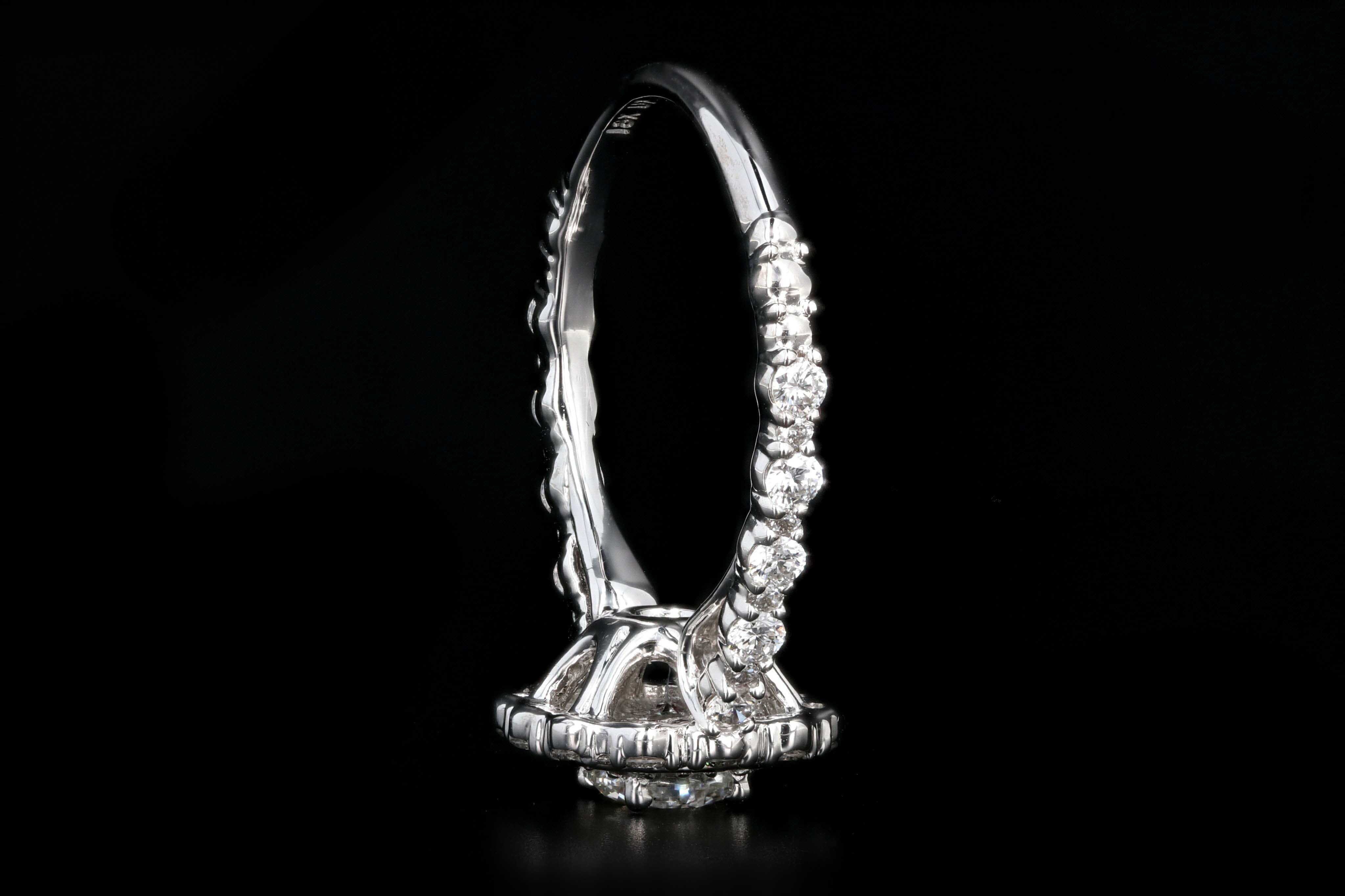 New 18K White Gold .59 Carats Round Brilliant Cut Diamond Engagement Ring - Queen May