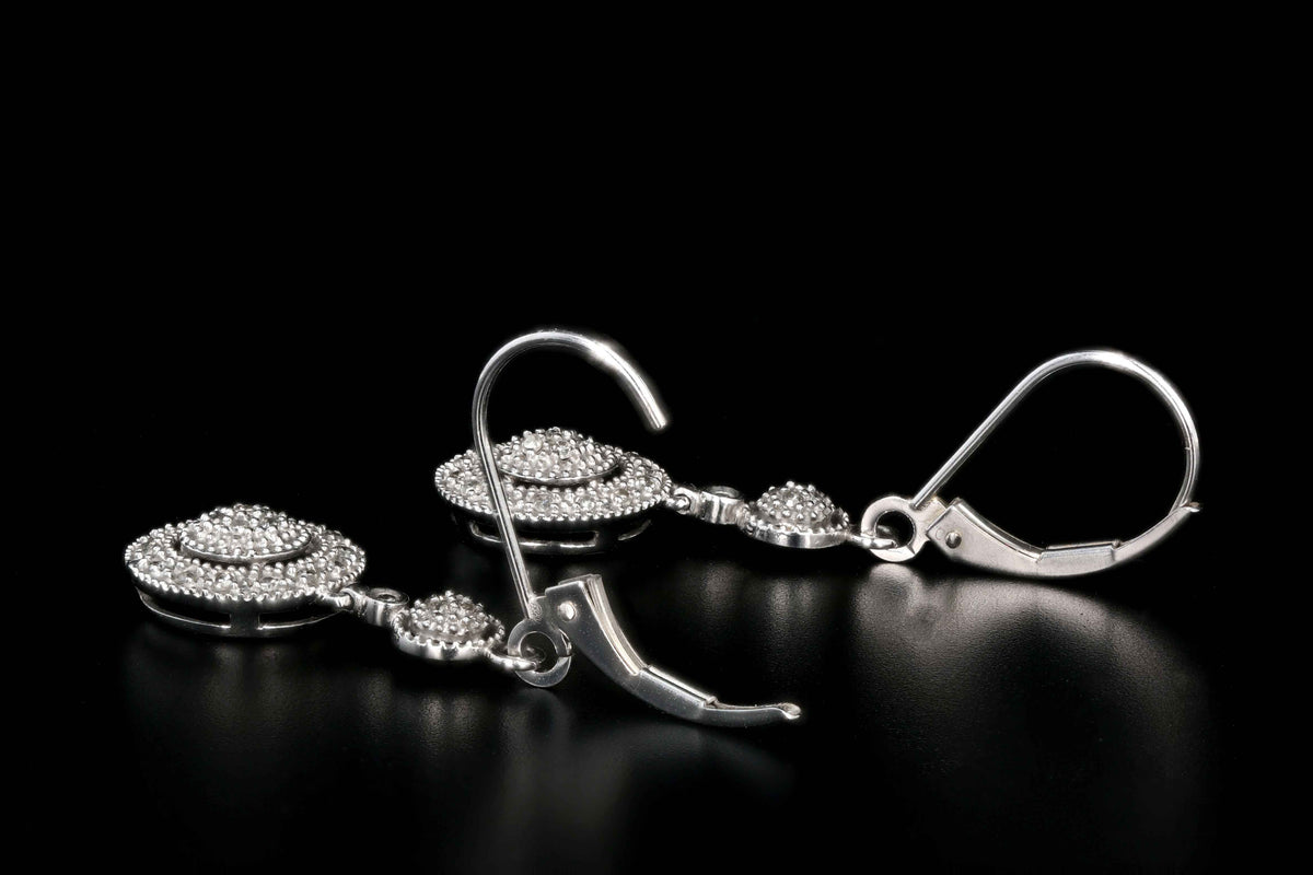 Modern 14K White Gold .50 Carats Total Weight Single Cut Diamond Drop Earrings - Queen May