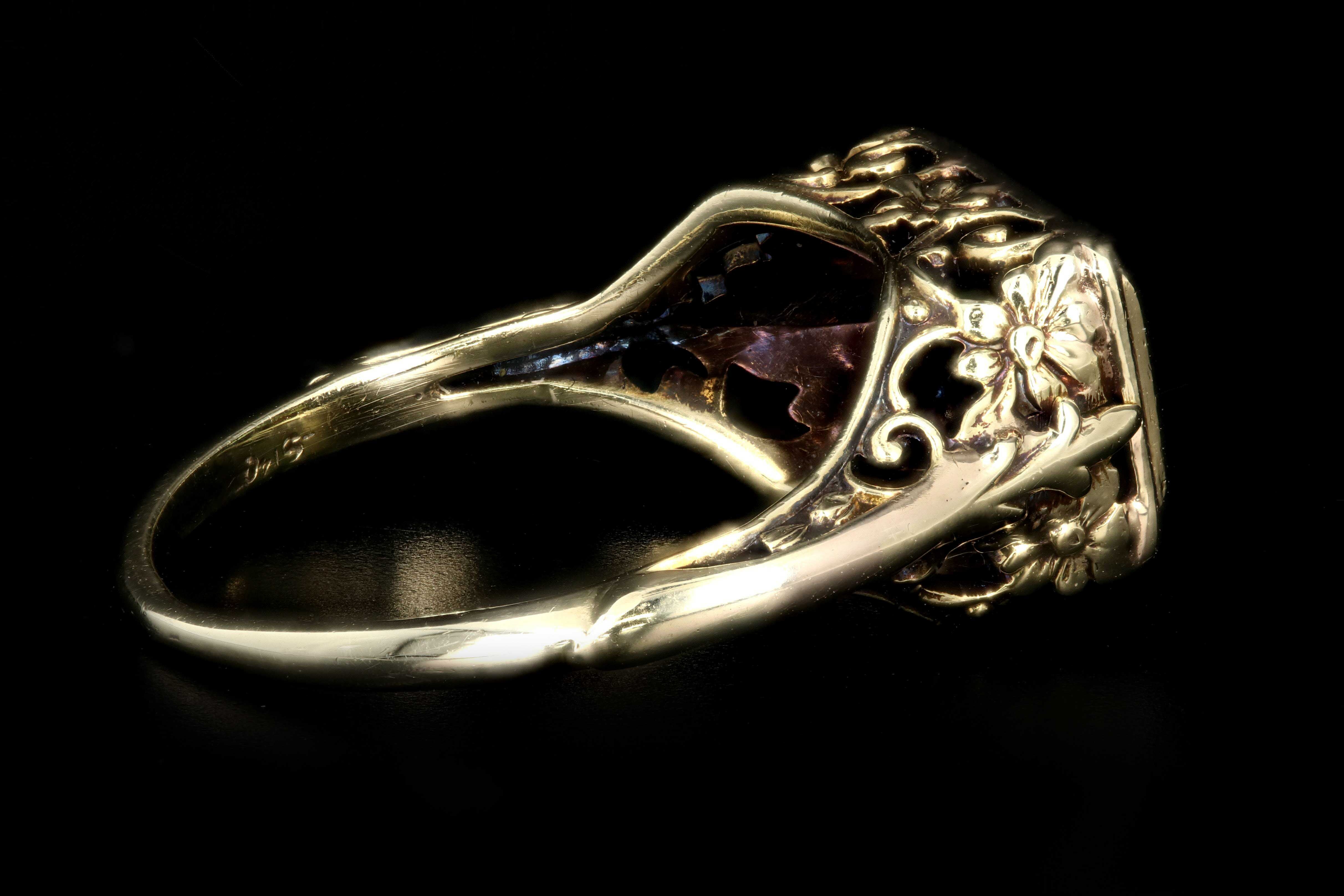 Art Deco 14K Yellow Gold .75CTW Green Tourmaline Ring - Queen May