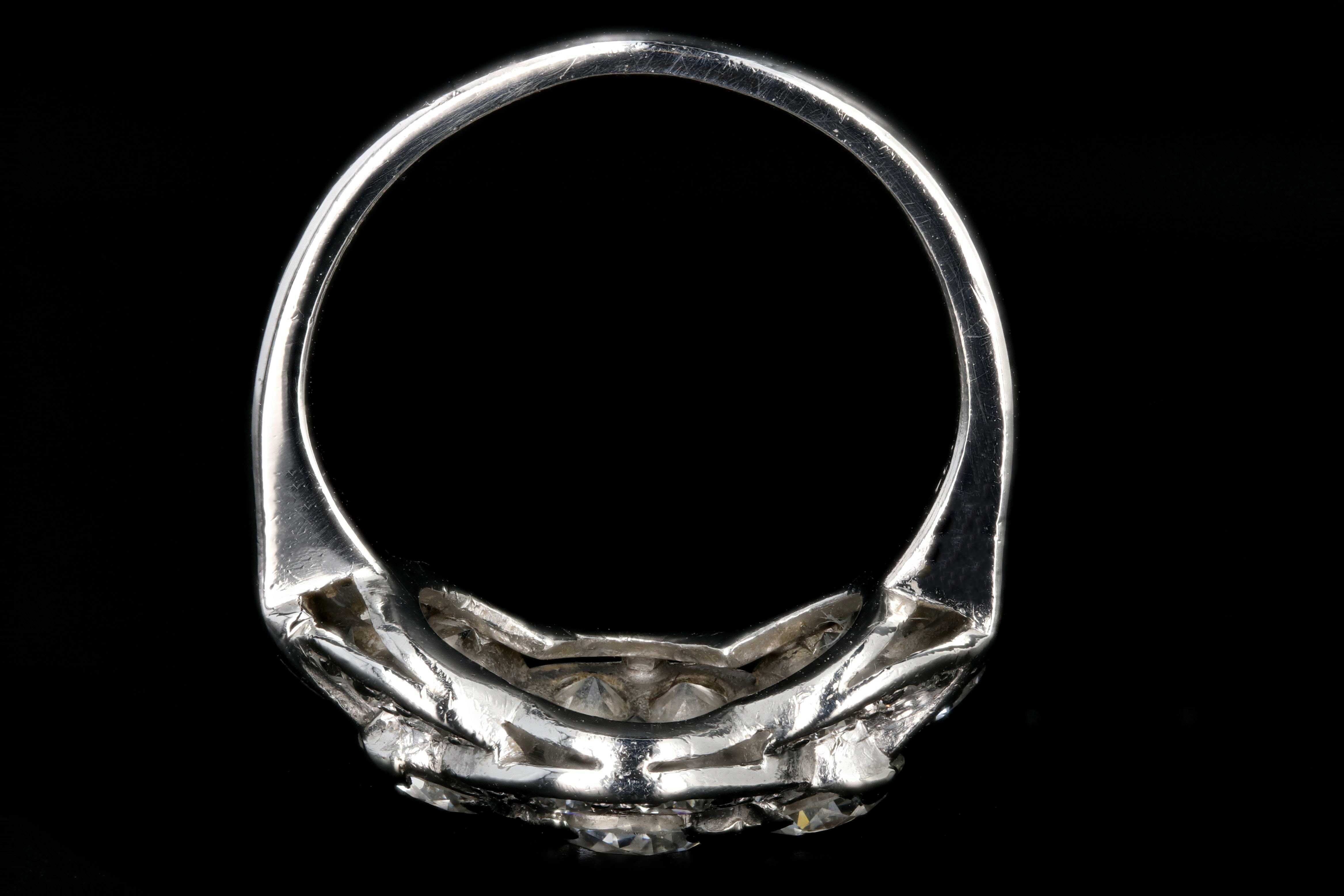 Art Deco Platinum 2.1 Carat Total Weight Old European Cut Diamond Ring - Queen May